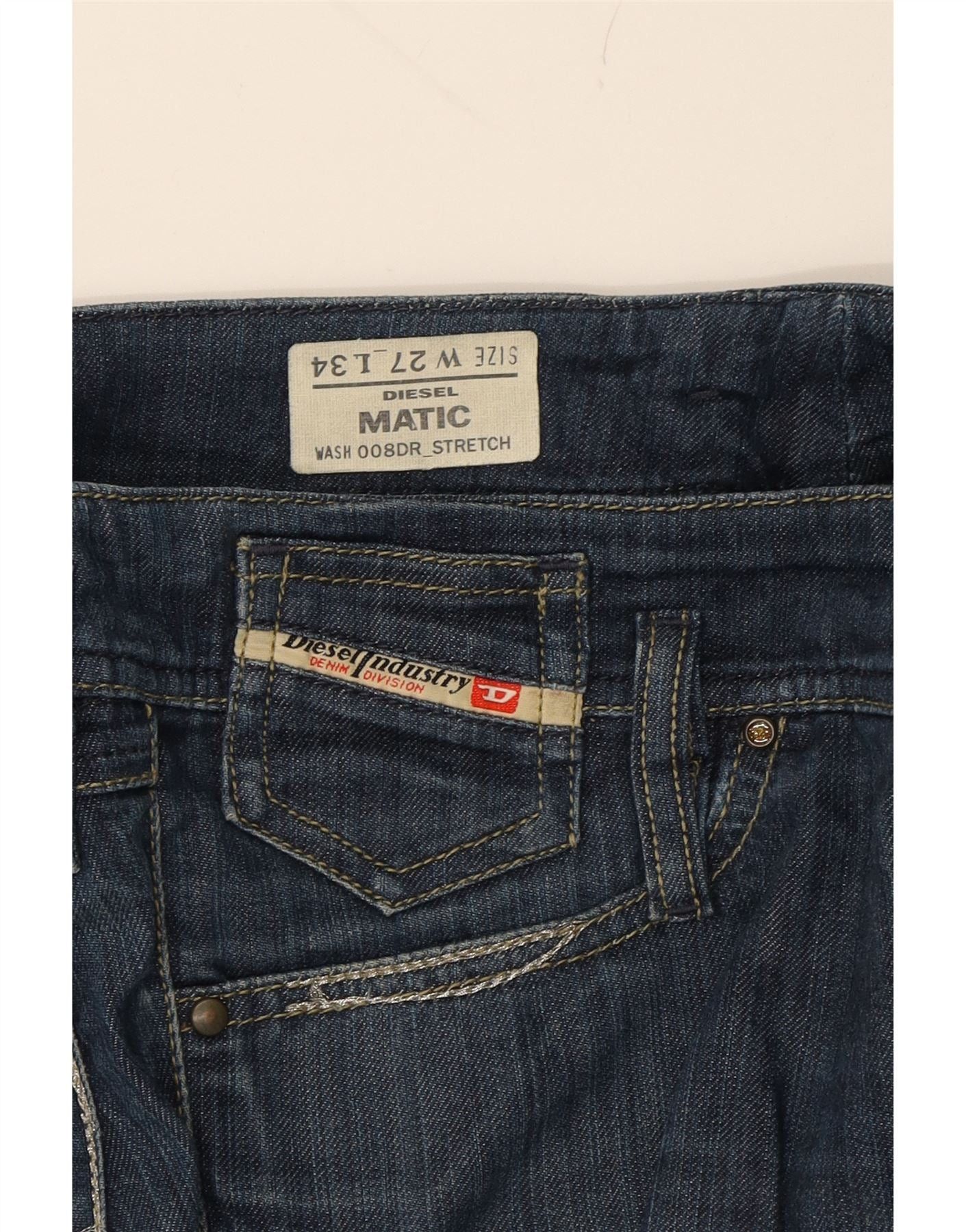 Diesel Womens Matic Low Waist Slim Jeans W27 L27 Navy Blue Cotton Size 42" / US 20 - 3 Thumbnail
