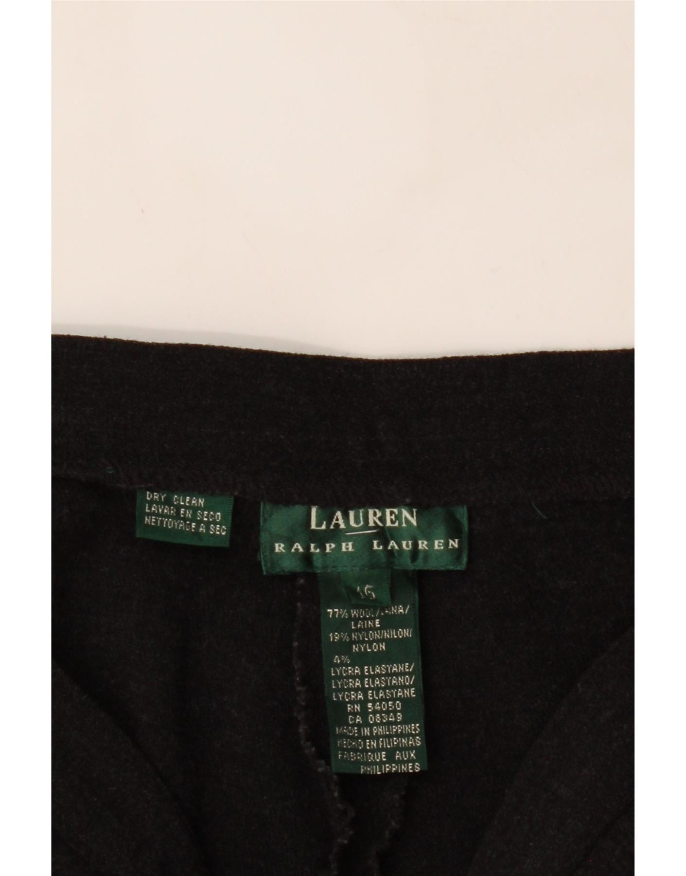 Ralph Lauren Womens Straight Casual Trousers US 16 2XL W34 L30 Black Wool Size 34" / US 12 / IT 48 - 3 Thumbnail