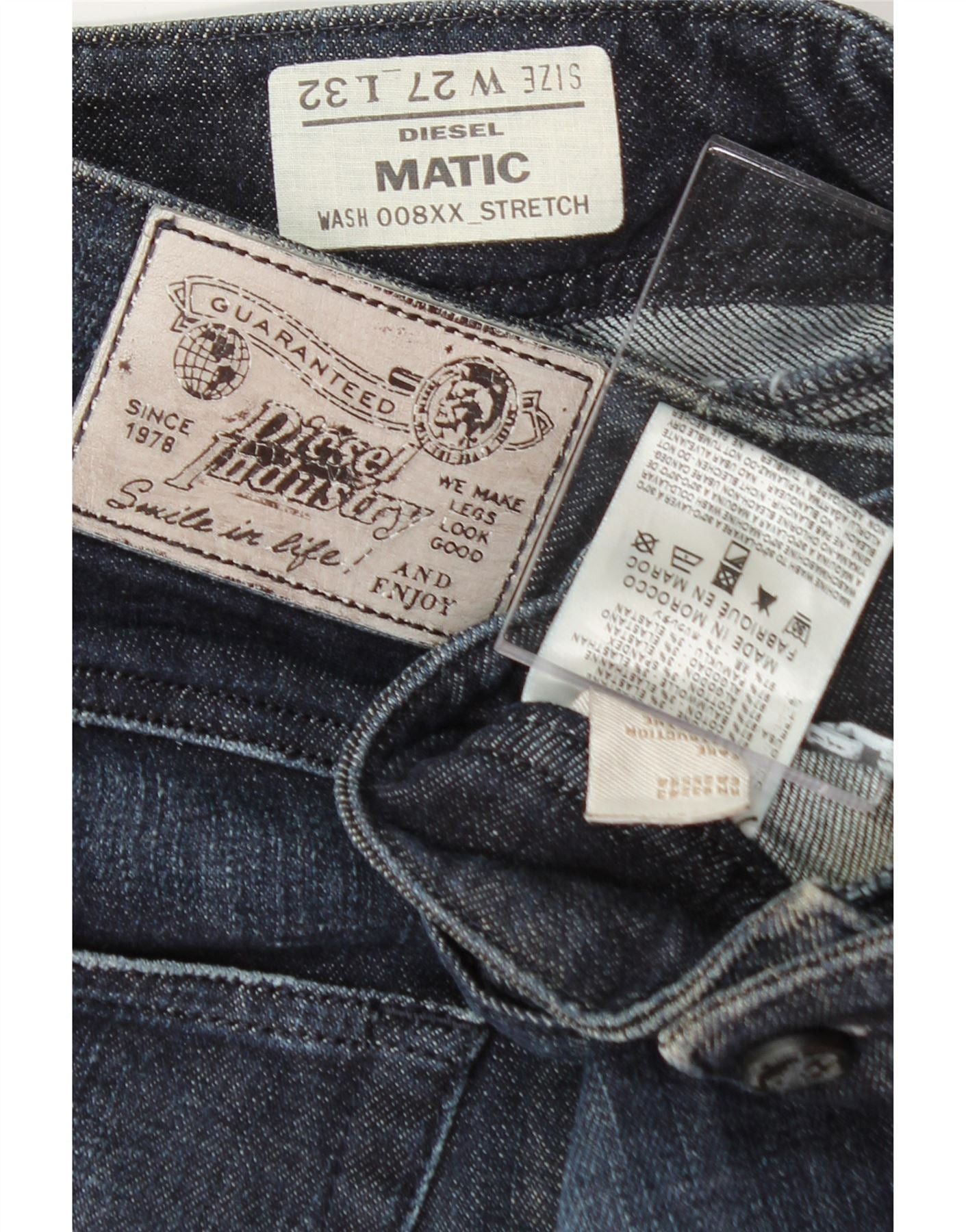 Diesel Womens Matic Low Waist Slim Jeans W27 L32 Navy Blue Cotton Size 42" / US 20 - 6 Thumbnail