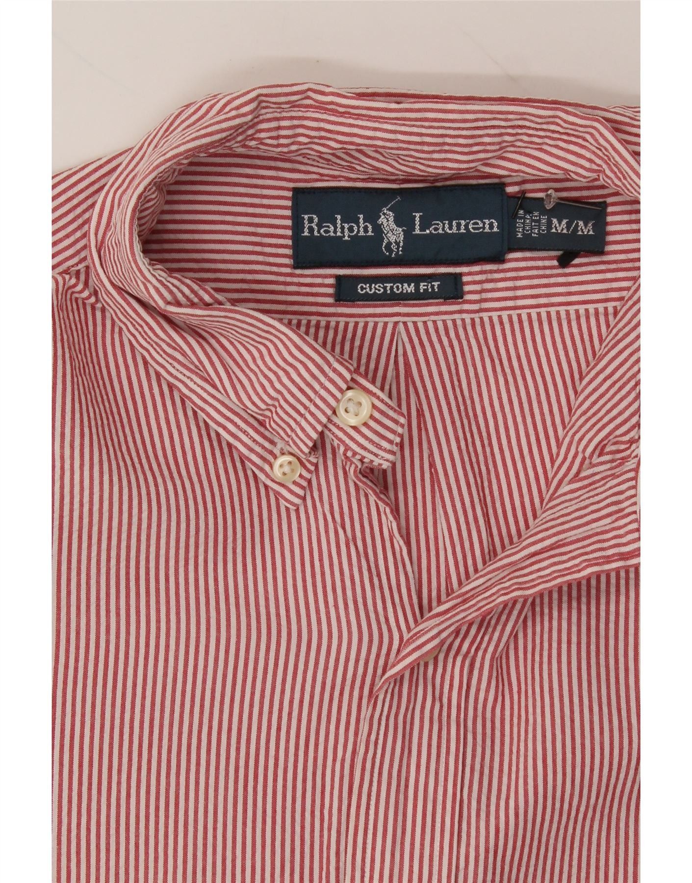 Ralph Lauren Mens Custom Fit Short Sleeve Shirt Medium Red Pinstripe Size US M / EU 48-50 / 2 - 4 Thumbnail