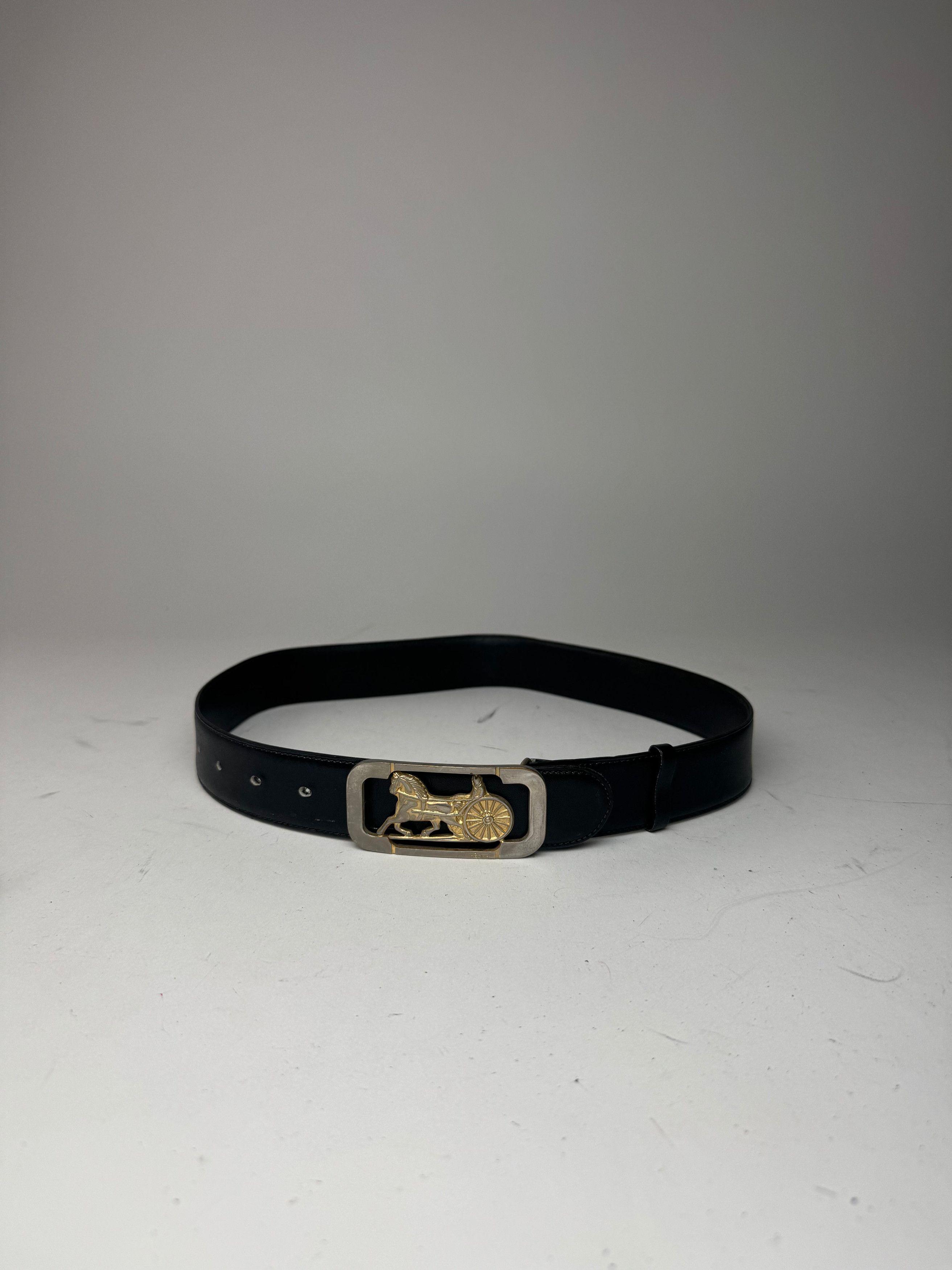 Celine Vintage Carriage Leather Belt Black Size ONE SIZE - 4 Thumbnail