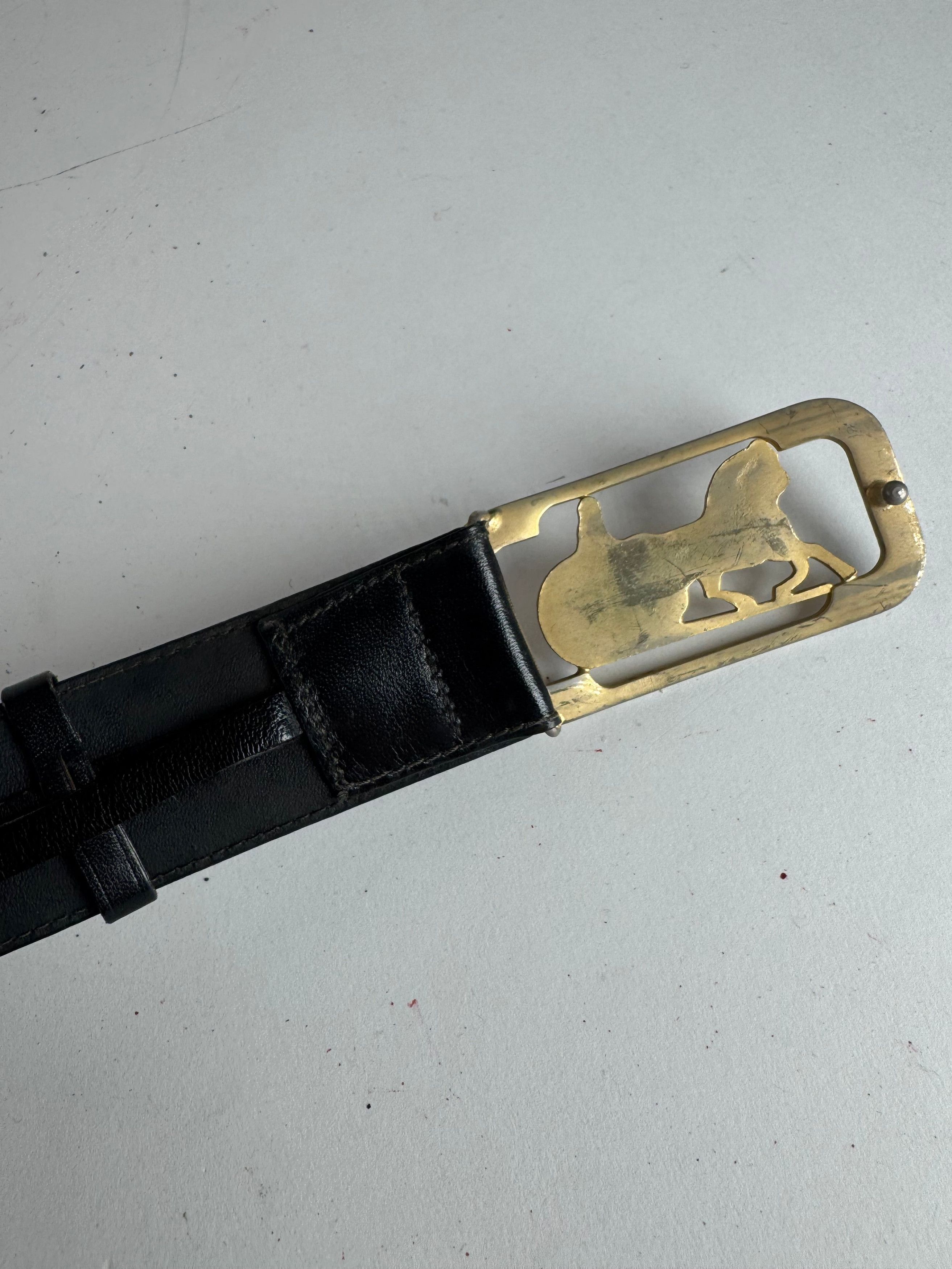 Celine Vintage Carriage Leather Belt Black Size ONE SIZE - 7 Thumbnail