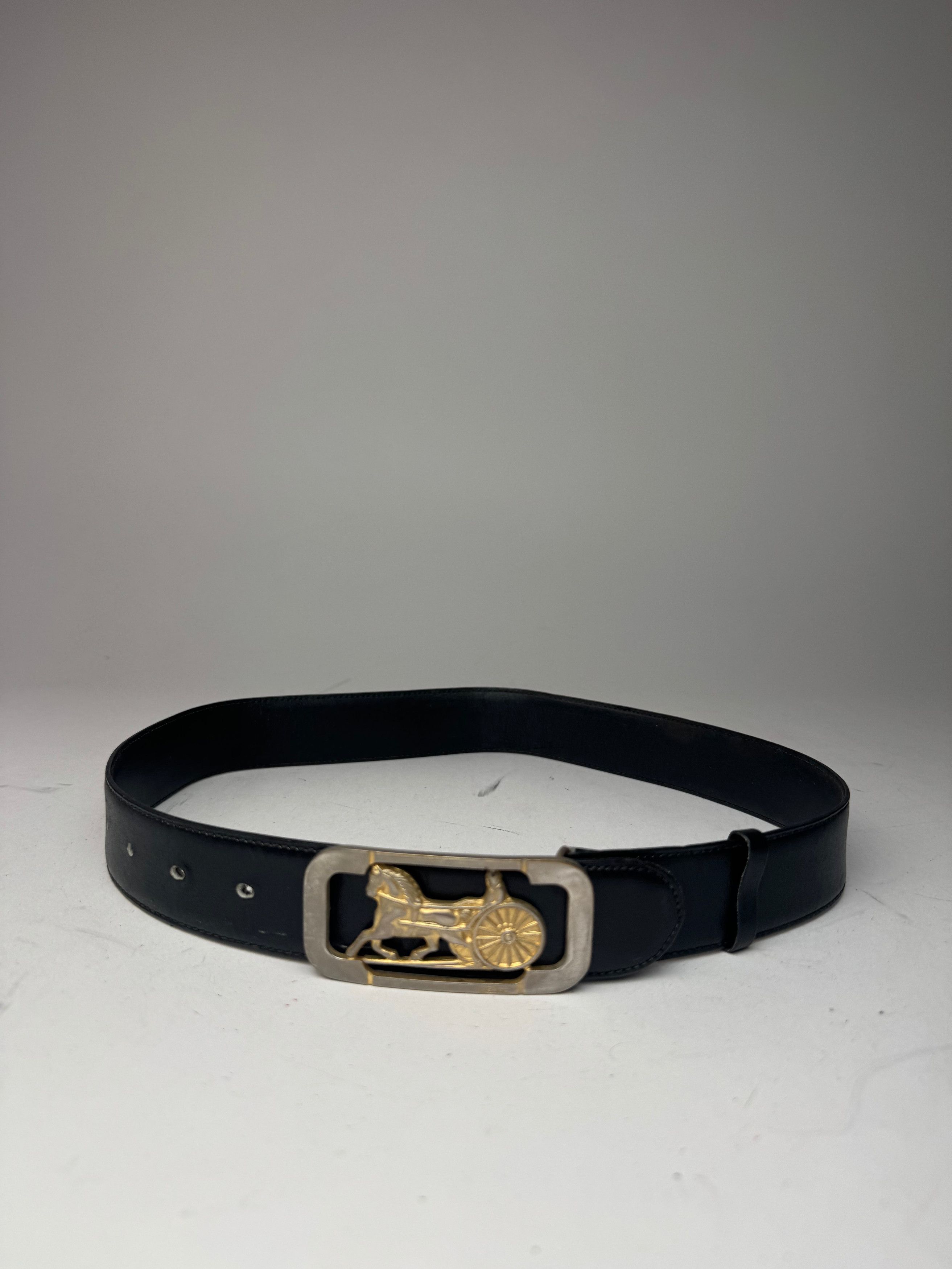 Celine Vintage Carriage Leather Belt Black Size ONE SIZE - 2 Thumbnail