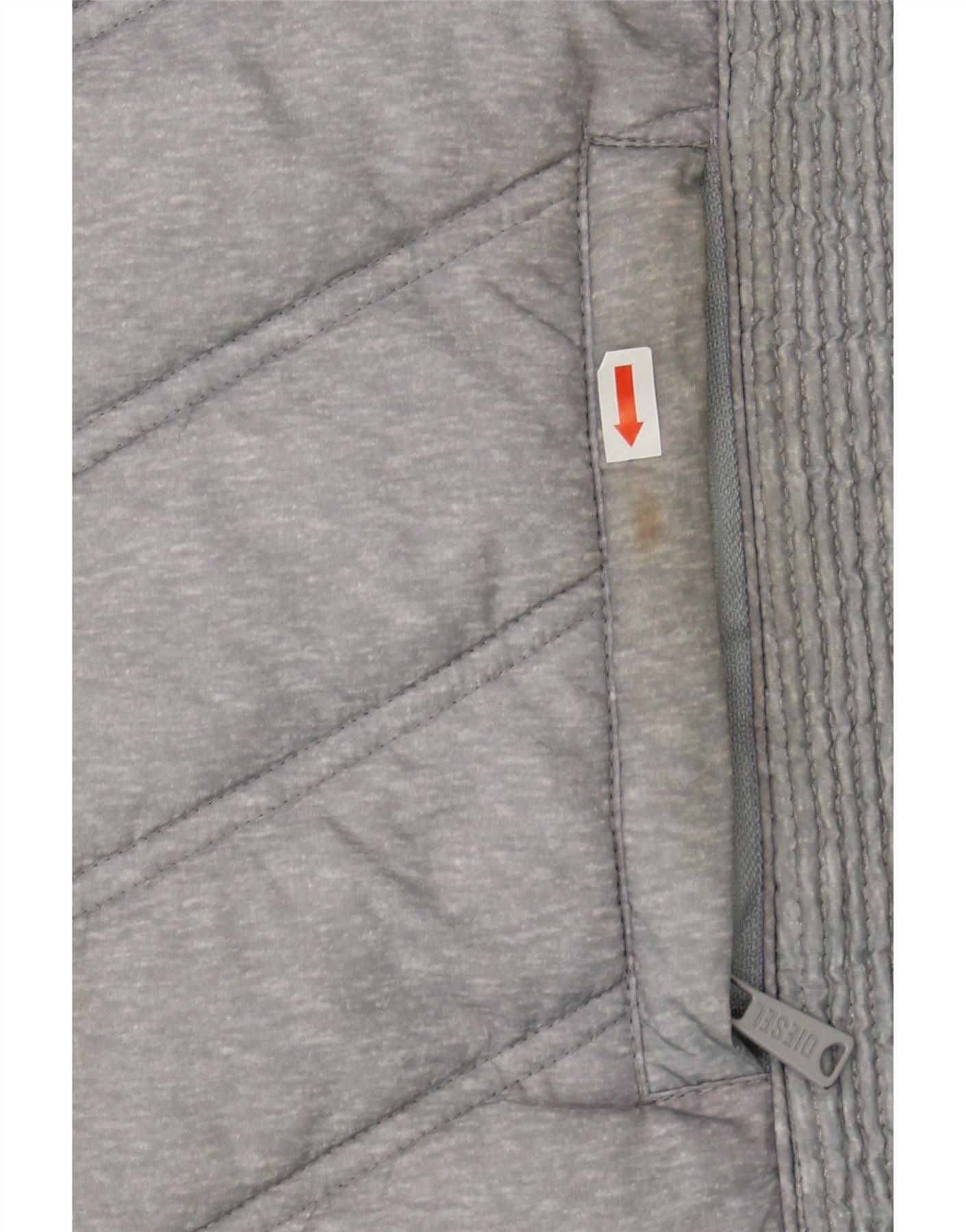 Diesel Womens Hooded Padded Jacket UK 14 Large Grey Polyester Size L / US 10 / IT 46 - 3 Thumbnail
