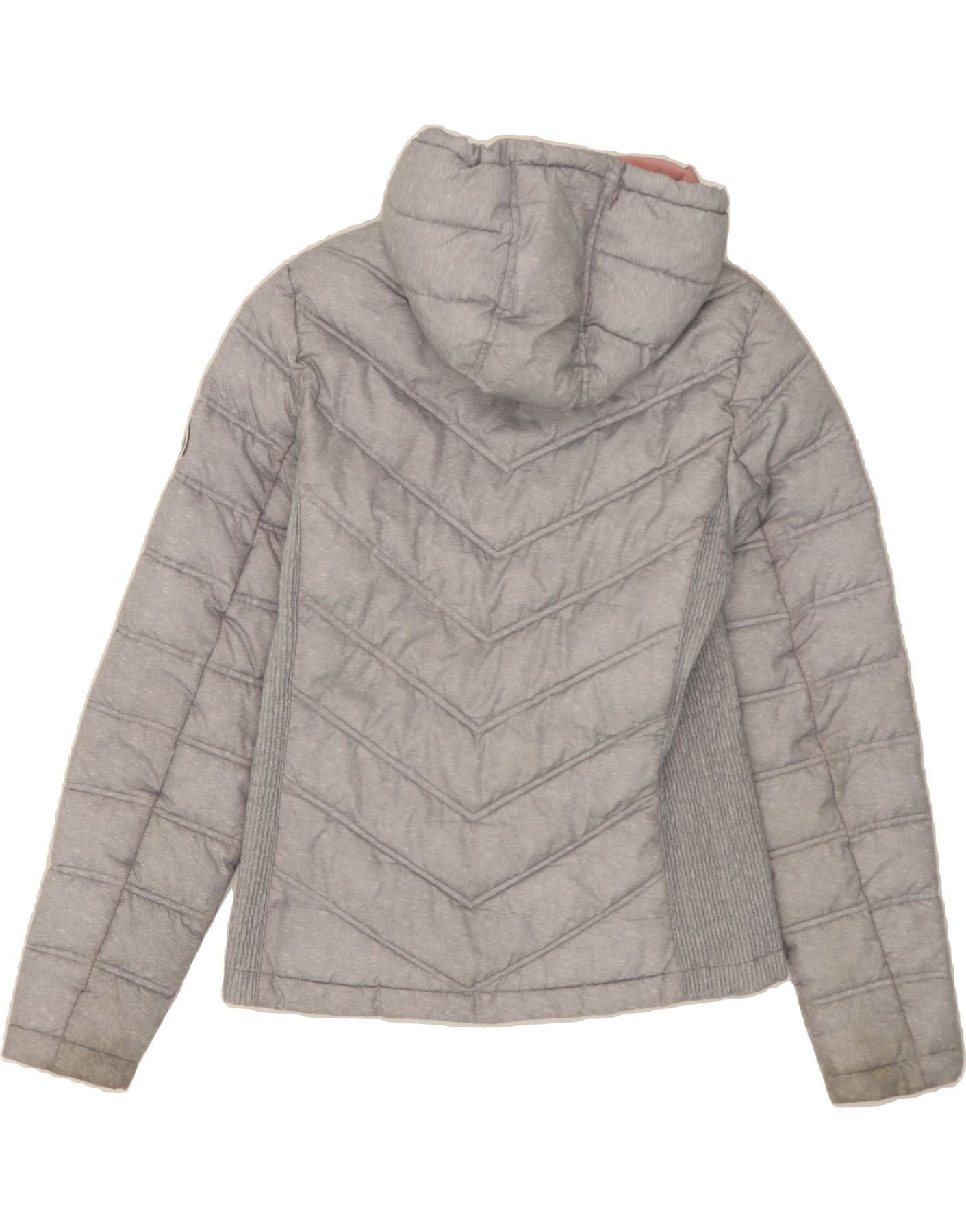Diesel Womens Hooded Padded Jacket UK 14 Large Grey Polyester Size L / US 10 / IT 46 - 2 Thumbnail