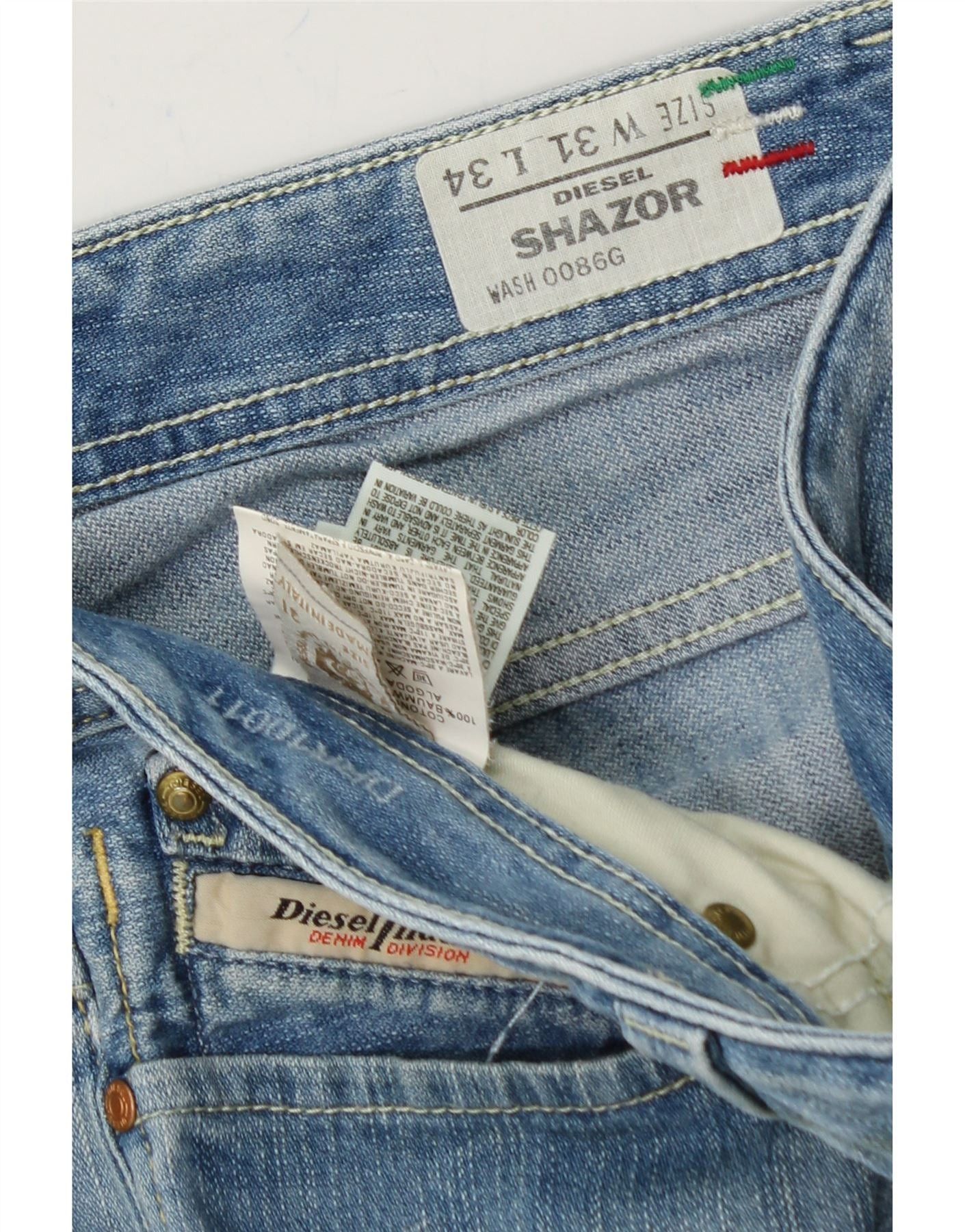 Diesel Womens Shazor Denim Shorts W31 Medium Blue Cotton Size 42" / US 20 - 3 Thumbnail