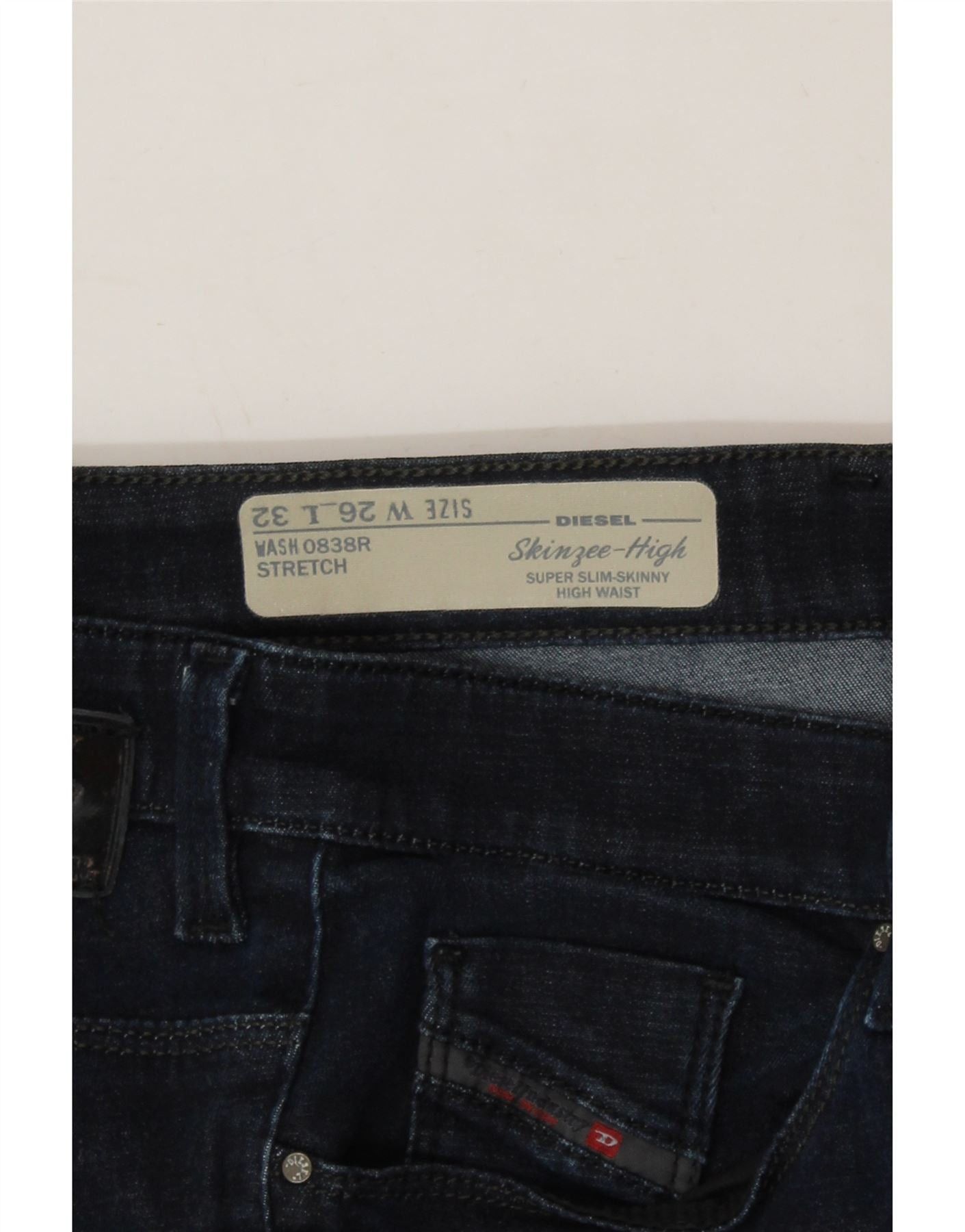 Diesel Womens Skinzee-high High Waist Skinny Jeans W26 L32 Navy Blu Size 42" / US 20 - 3 Thumbnail