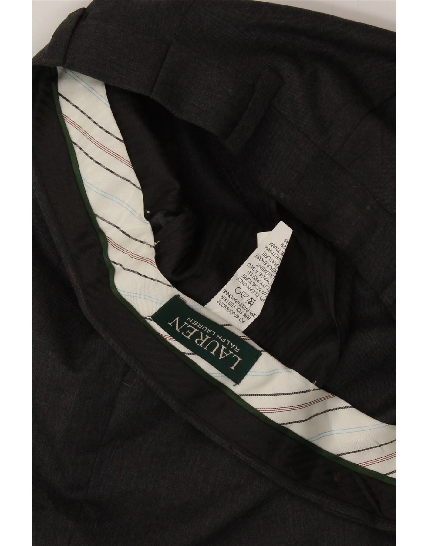 Ralph Lauren Womens Straight Suit Trousers W28 L29 Grey Polyester Size 24" / US 00 / IT 34 - 3 Thumbnail