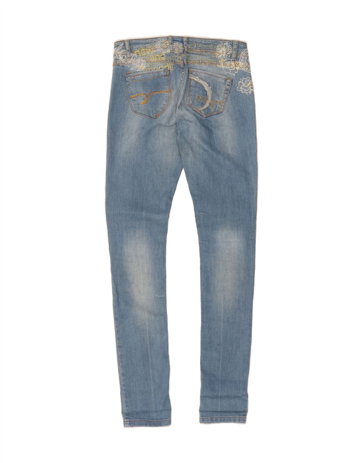 Diesel Womens Skinny Jeans W26 L34 Blue Floral Cotton Size 26" / US 2 / IT 38 - 2 Thumbnail