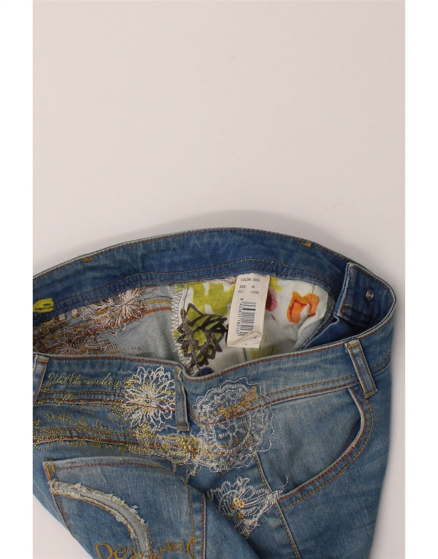 Diesel Womens Skinny Jeans W26 L34 Blue Floral Cotton Size 26" / US 2 / IT 38 - 3 Thumbnail