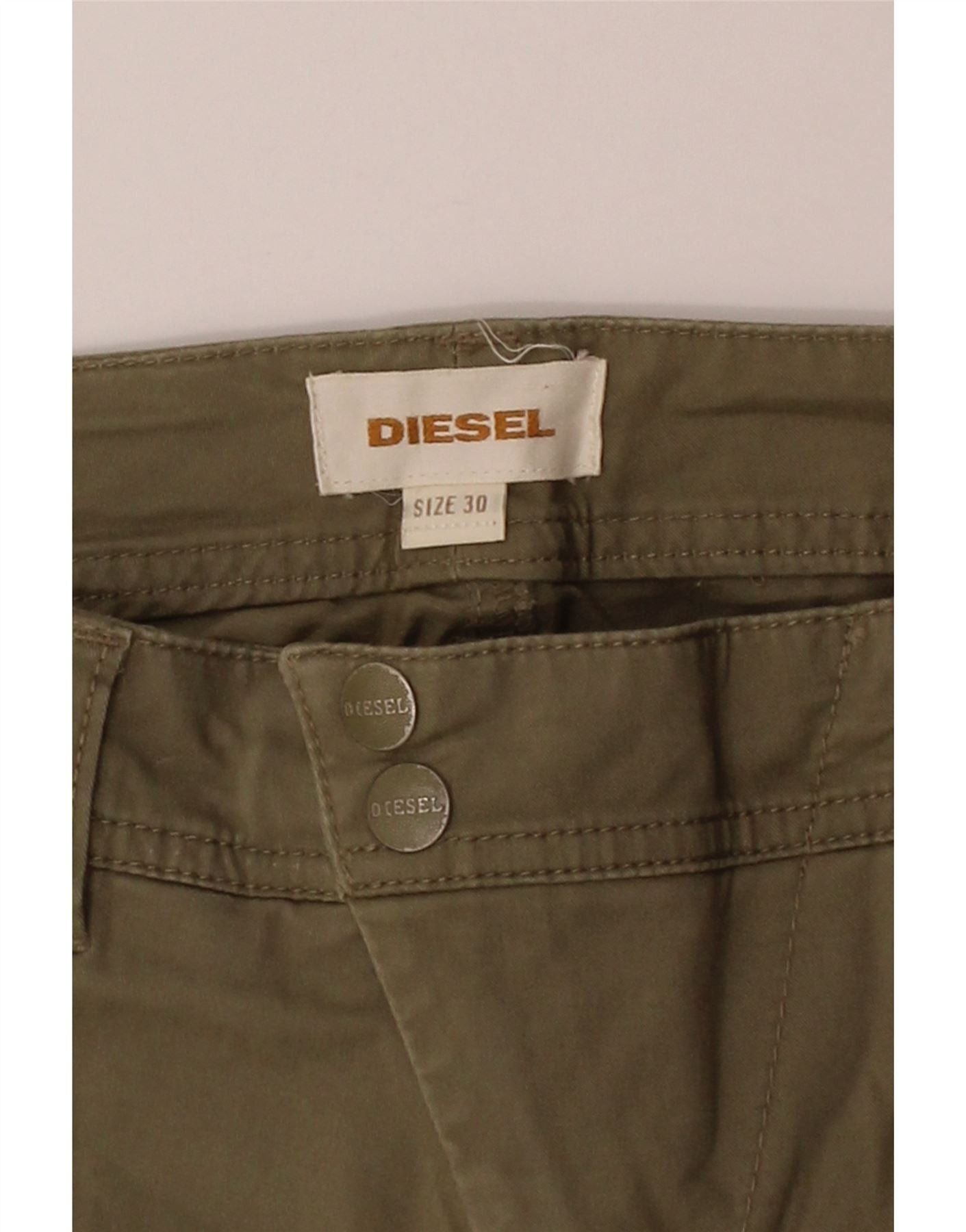 Diesel Womens Slim Casual Trousers W30 L33 Khaki Cotton Size 24" / US 00 / IT 34 - 3 Thumbnail
