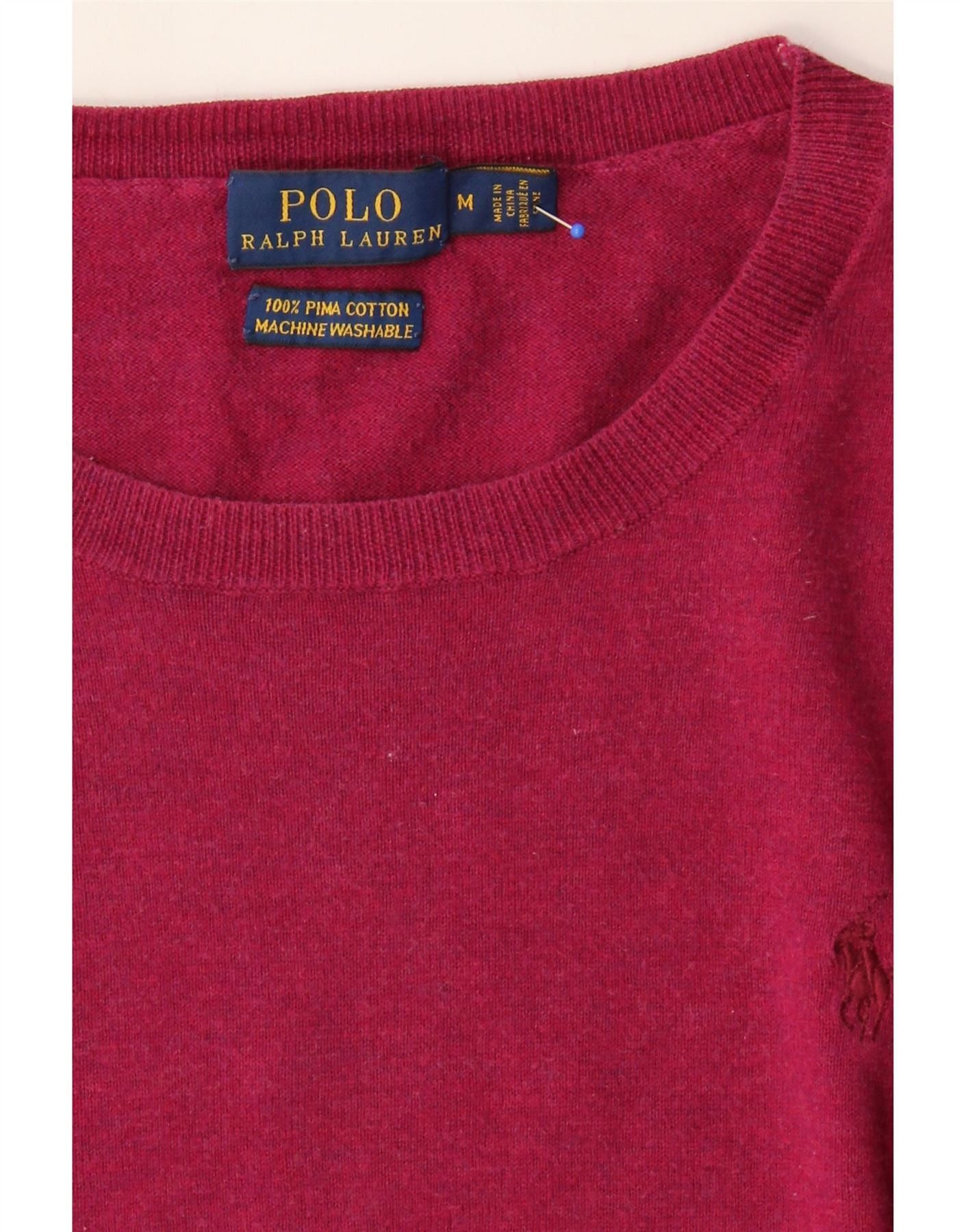 Polo Ralph Lauren Womens Boat Neck Jumper Sweater UK 14 Medium Pink Cotton Size M / US 6-8 / IT 42-44 - 4 Thumbnail