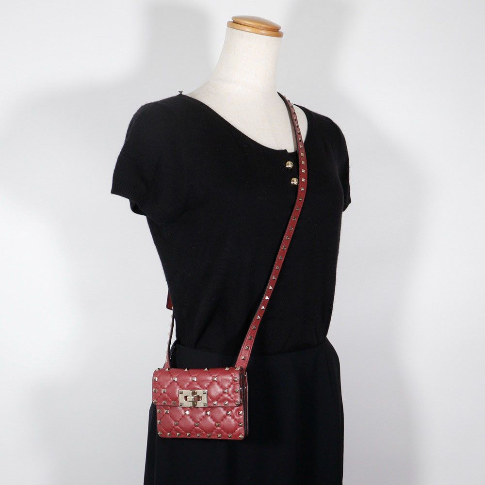 Valentino Valentino Valentino Garavani Rockstuds Leather Shoulder Bag Leather Crossbody Bag MW0BCA23NAP DUTY FREE for USA Size ONE SIZE - 17 Thumbnail
