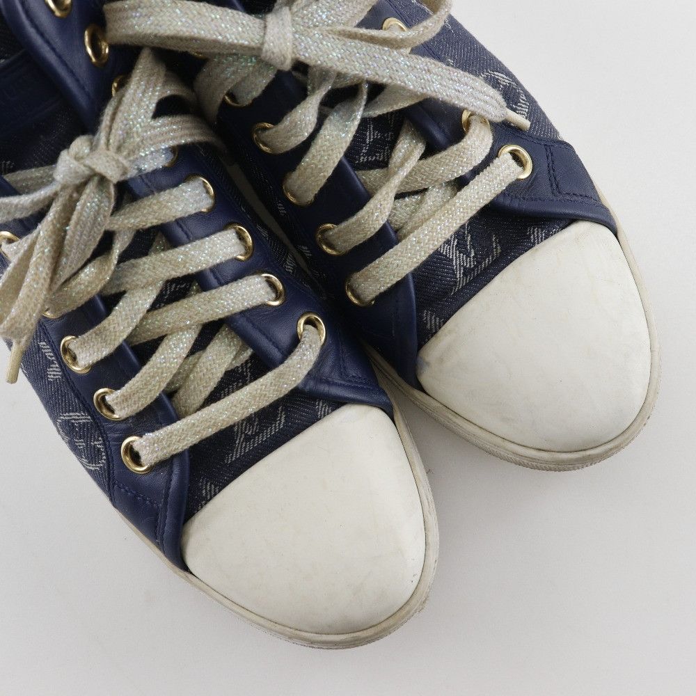 Louis Vuitton Louis Vuitton Louis Vuitton High Cut Monogram Denim Sneakers Denim Shoes DUTY FREE for USA Size ONE SIZE - 4 Thumbnail
