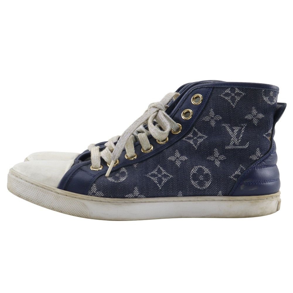 Louis Vuitton Louis Vuitton Louis Vuitton High Cut Monogram Denim Sneakers Denim Shoes DUTY FREE for USA Size ONE SIZE - 2 Thumbnail