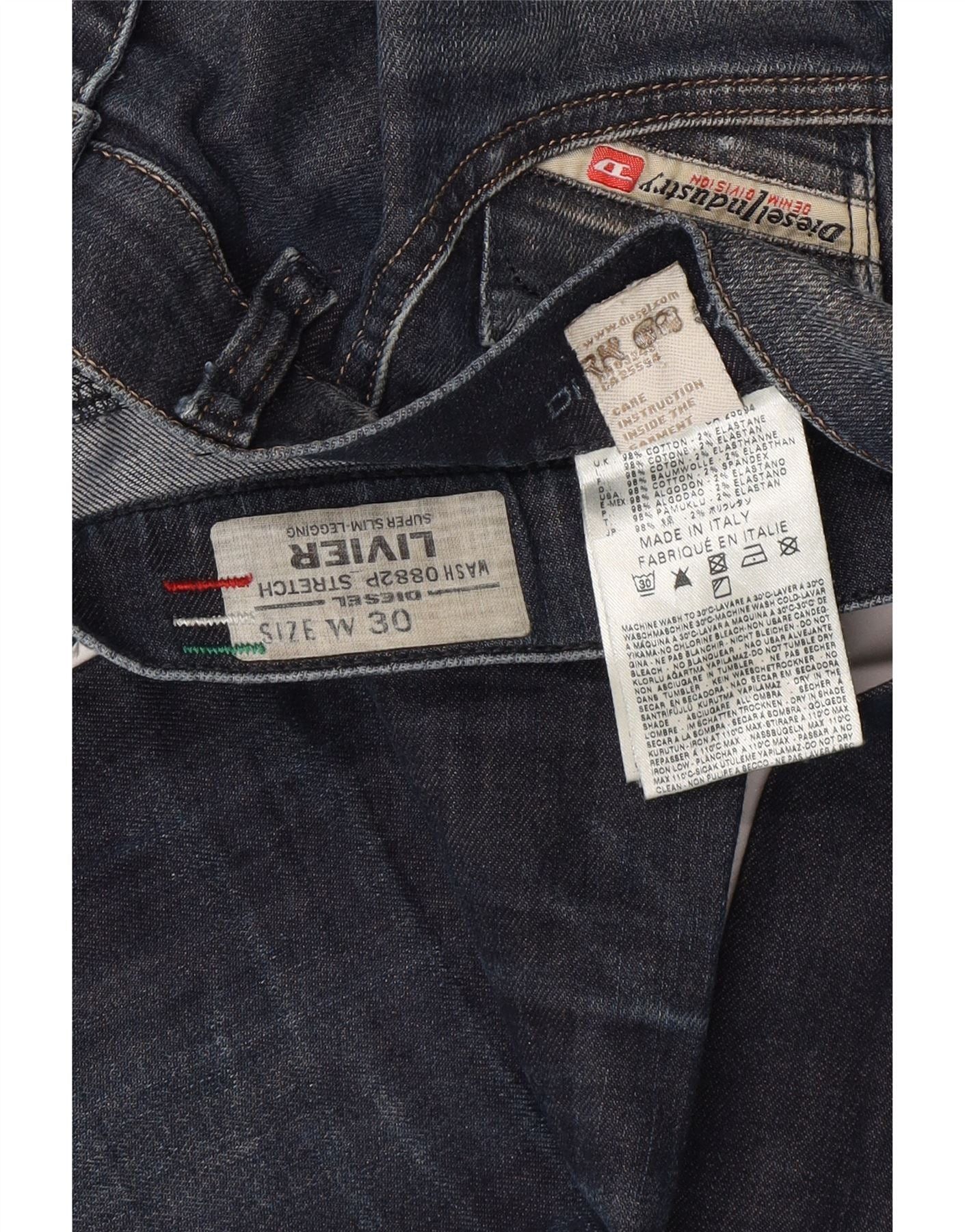 Diesel Womens Livier Legging Super Slim Jeans W30 L33 Navy Blue Cot Size 42" / US 20 - 3 Thumbnail