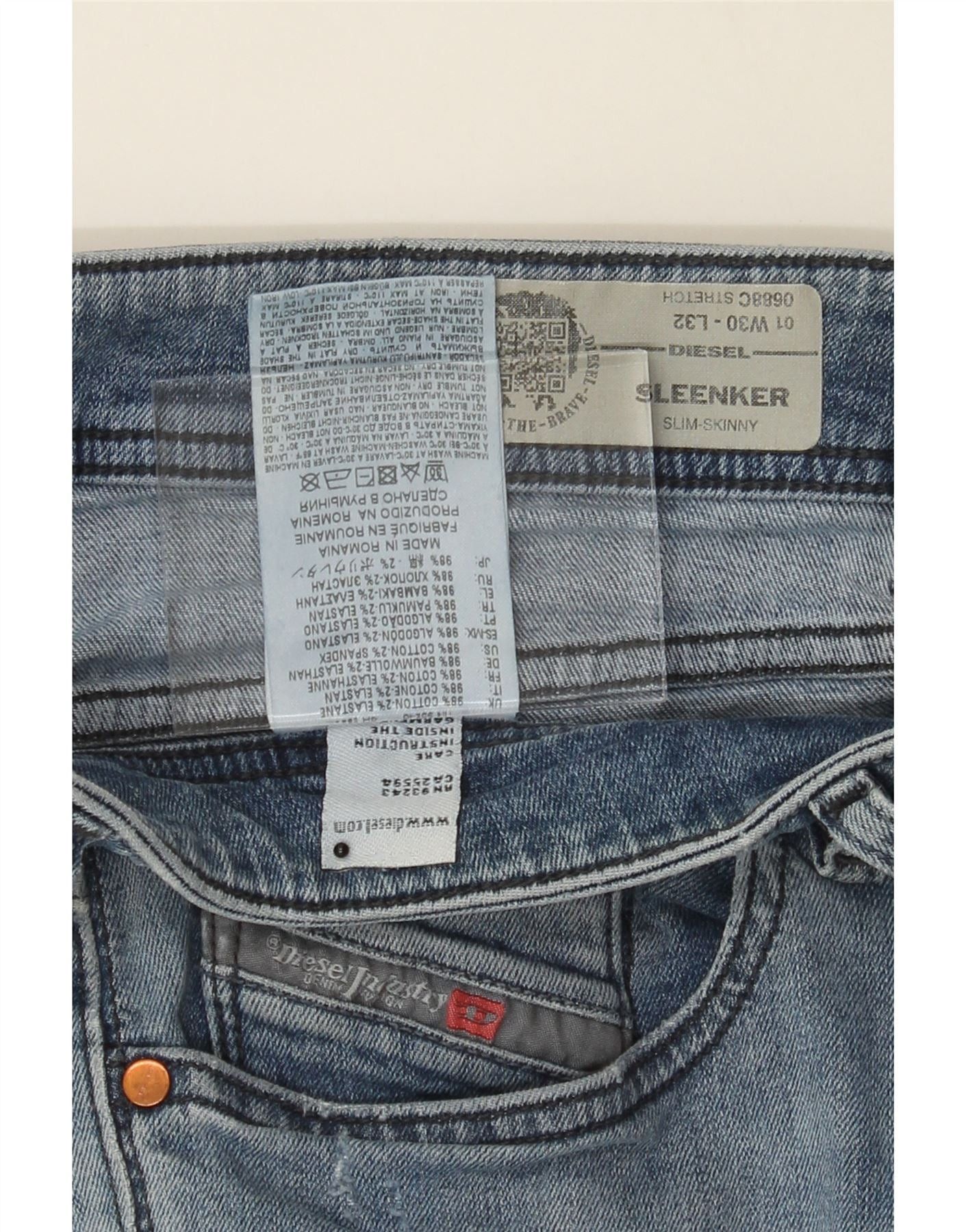 Diesel Womens Sleenker Slim Skinny Jeans W30 L32 Blue Cotton Size 42" / US 20 - 5 Thumbnail
