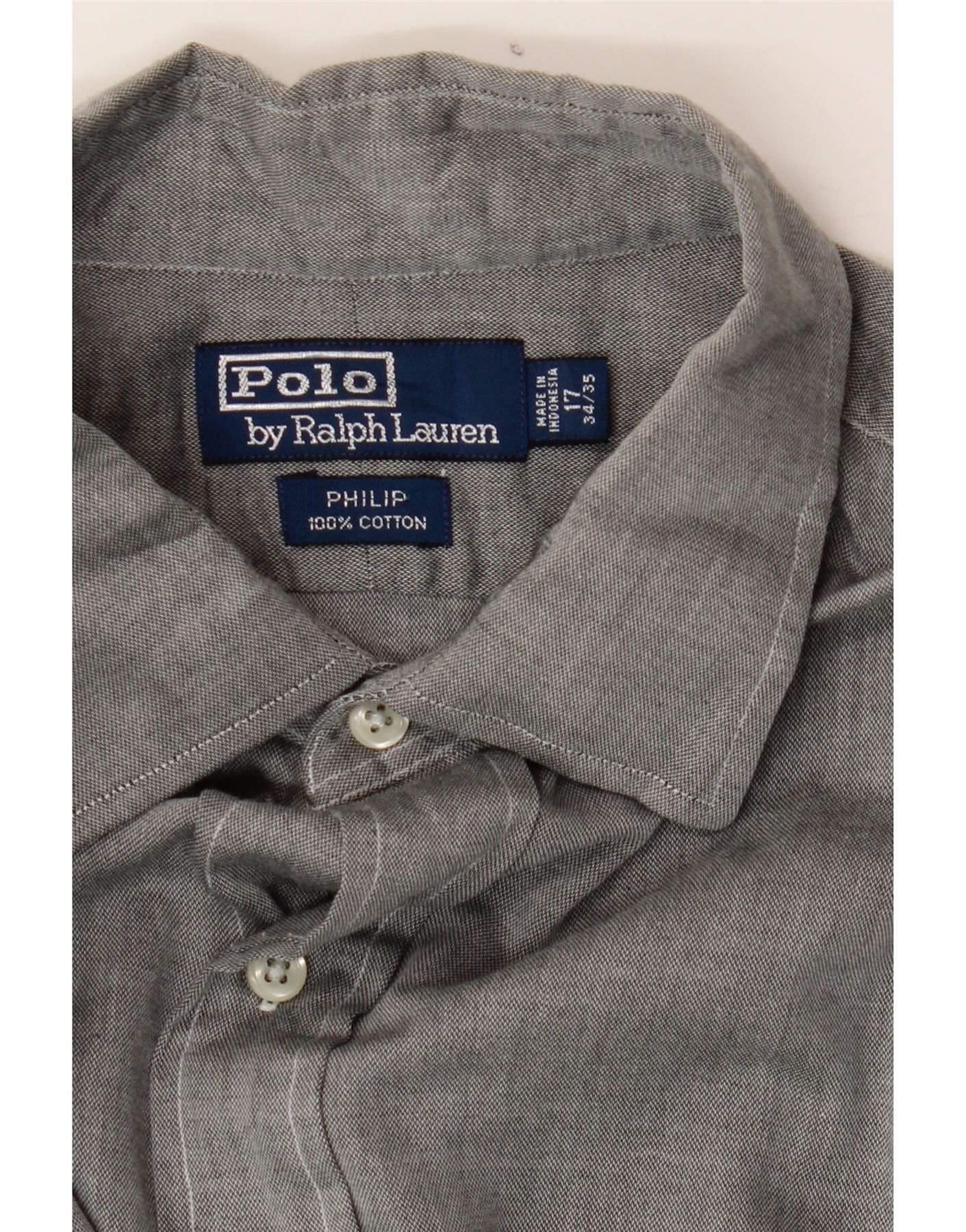 Polo Ralph Lauren Mens Philip Shirt 17 XL Grey Cotton Size US XL / EU 56 / 4 - 5 Thumbnail