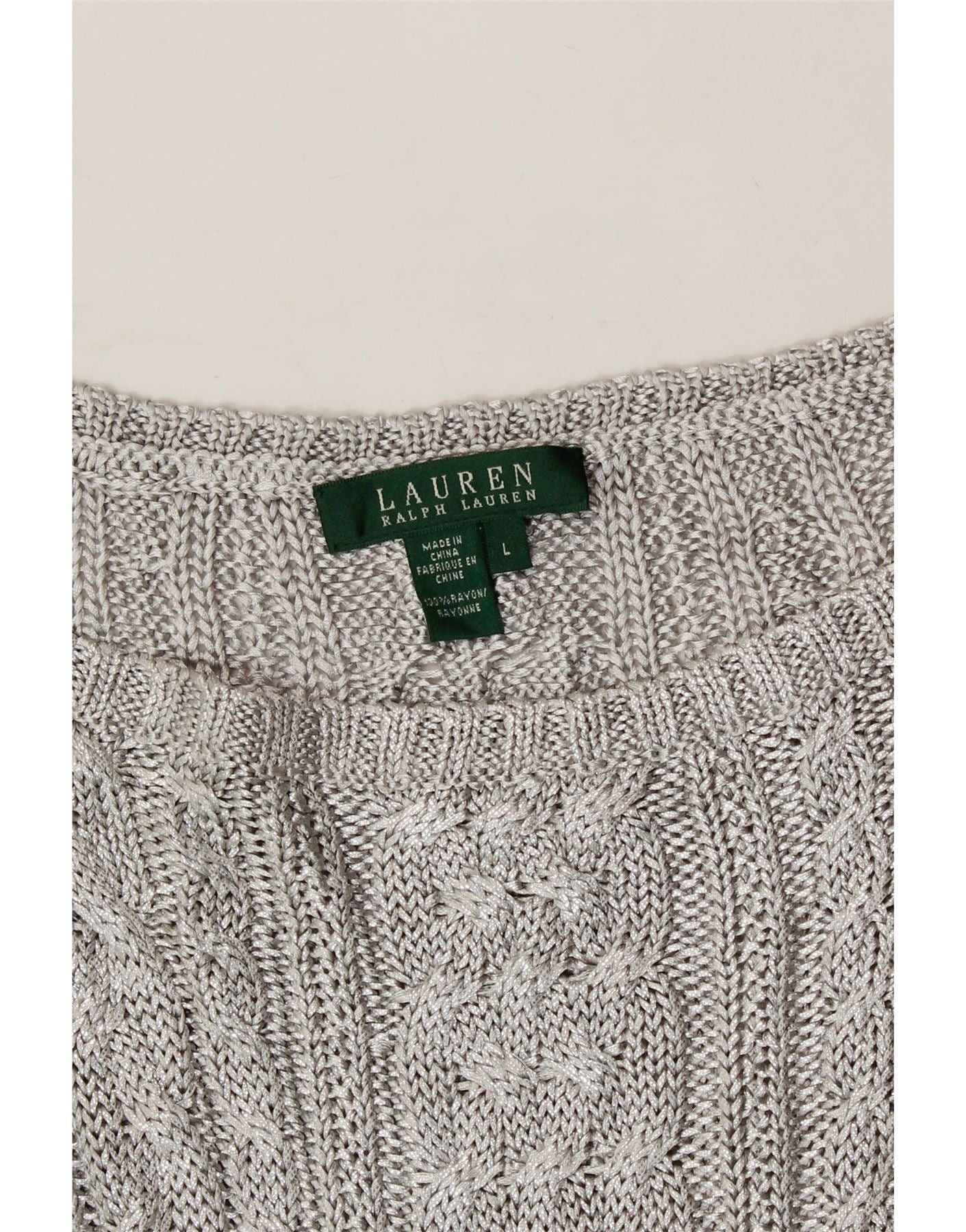 Ralph Lauren Womens 3/4 Sleeve Boat Neck Jumper Sweater UK 16 Large Silve Size ONE SIZE - 3 Thumbnail