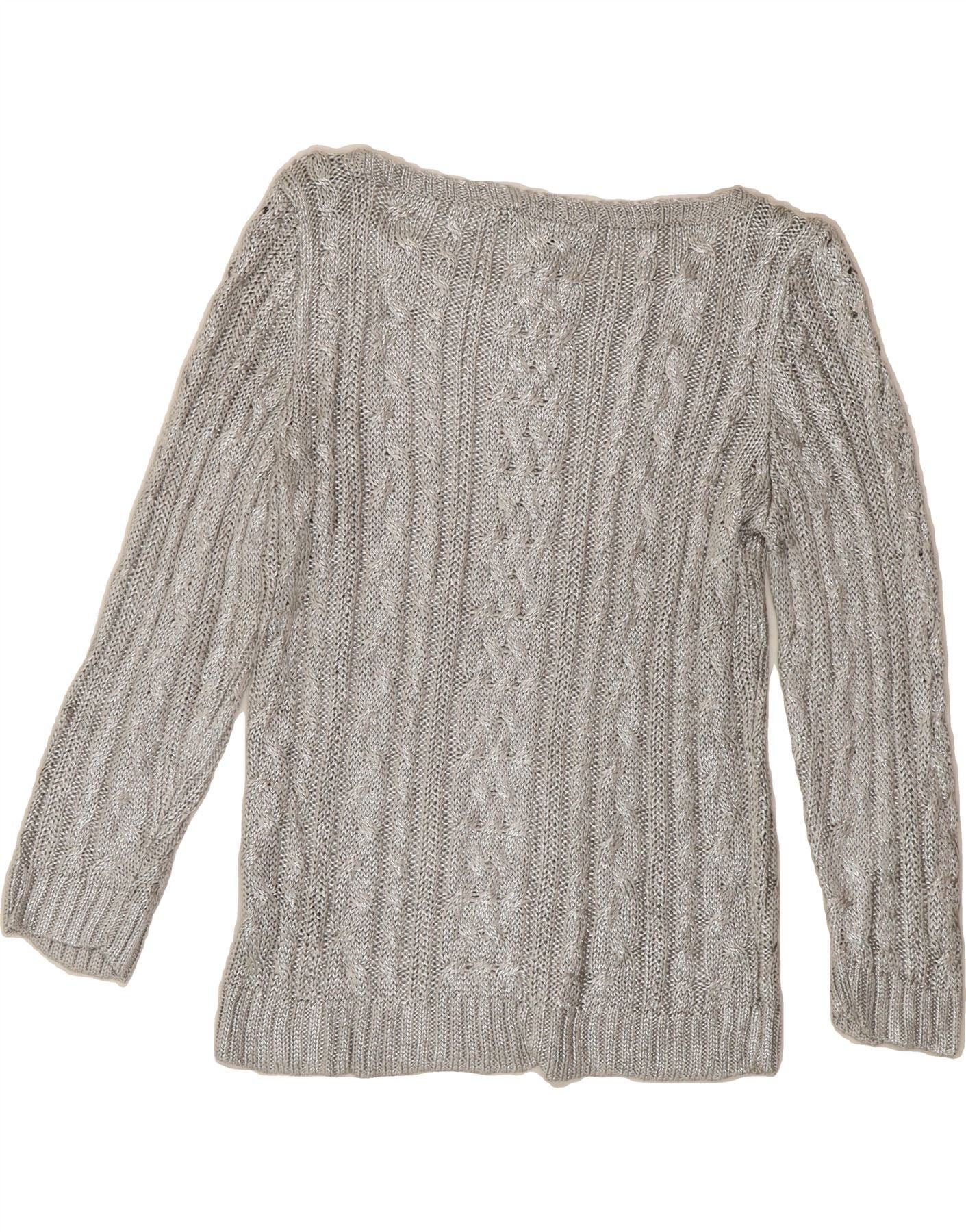 Ralph Lauren Womens 3/4 Sleeve Boat Neck Jumper Sweater UK 16 Large Silve Size ONE SIZE - 2 Thumbnail