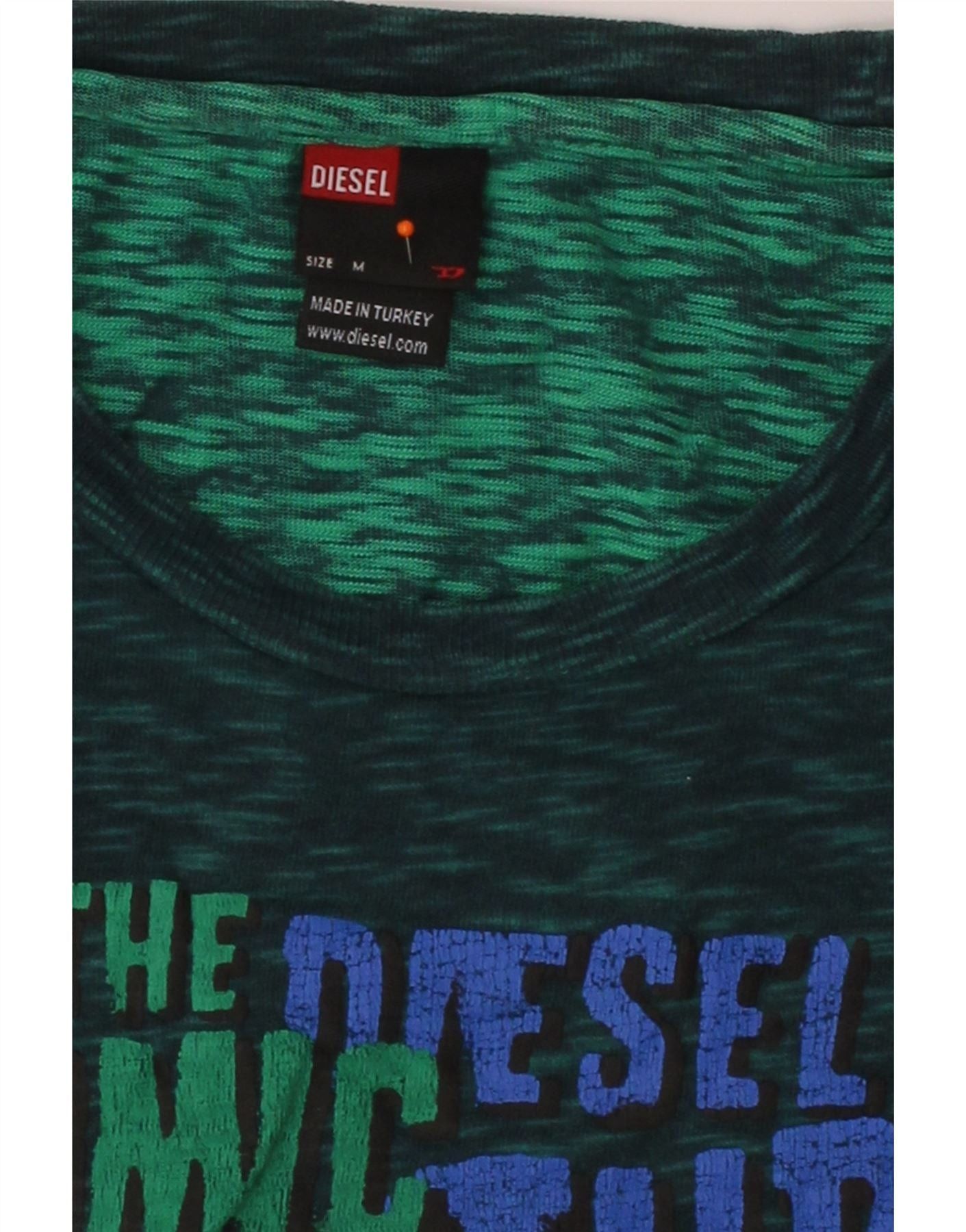 Diesel Mens Graphic Top Long Sleeve Medium Green Flecked Cotton Size US M / EU 48-50 / 2 - 3 Thumbnail