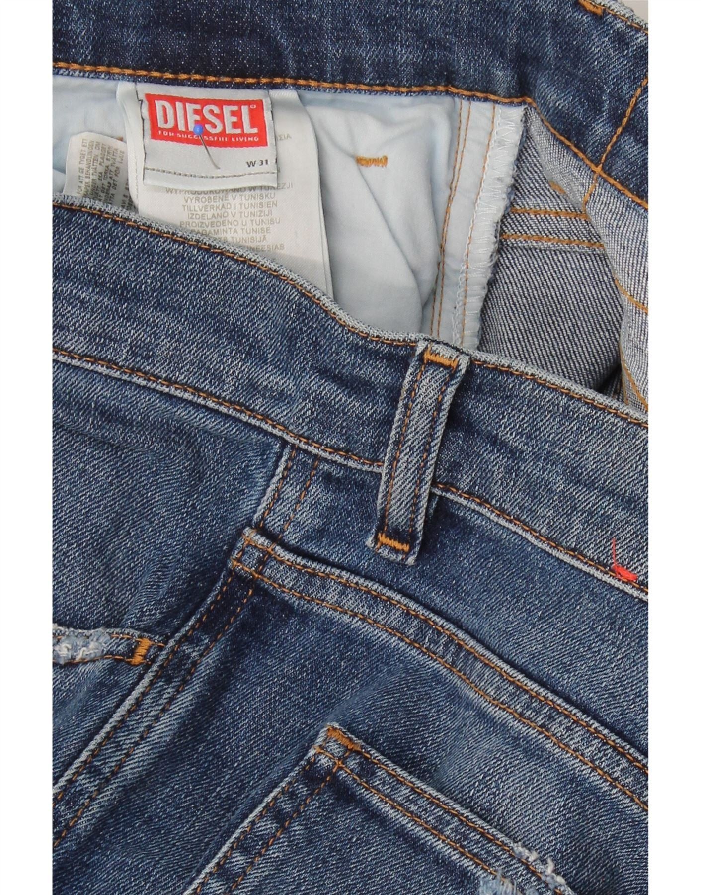 Diesel Womens Cropped Jeans W31 L24 Blue Cotton Size 42" / US 20 - 3 Thumbnail