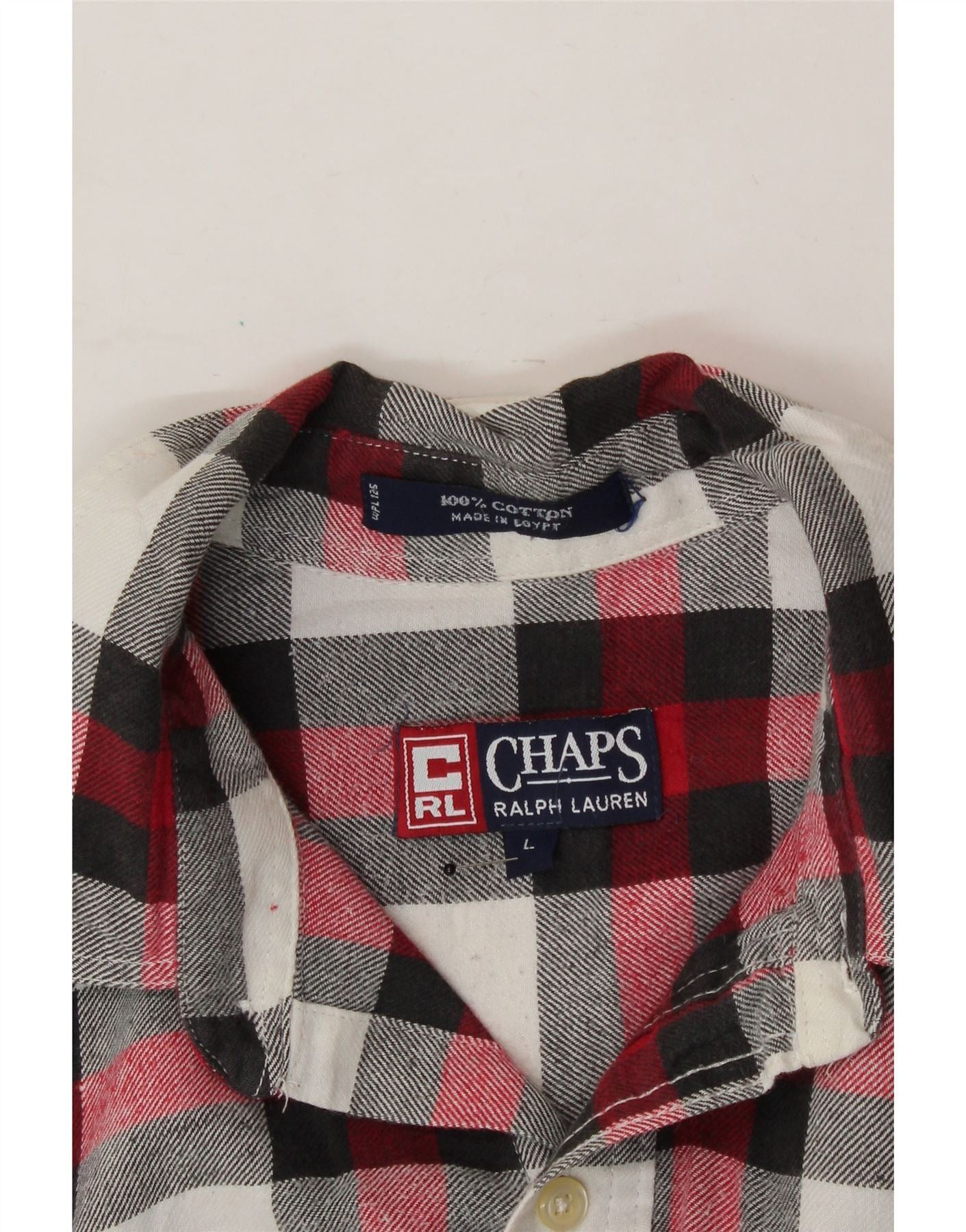 Chaps Ralph Lauren Mens Flannel Shirt Large Red Check Cotton Size US L / EU 52-54 / 3 - 4 Thumbnail