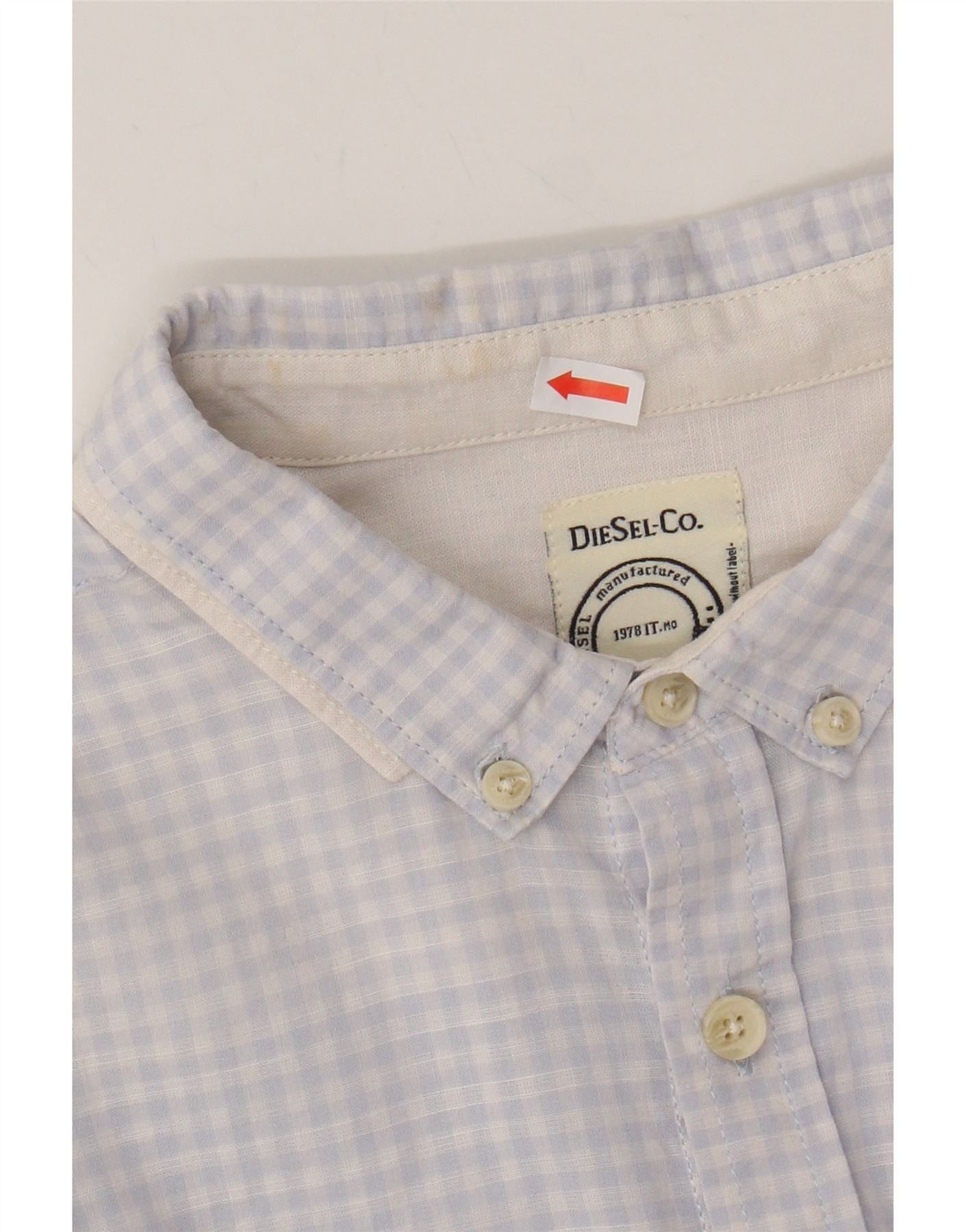 Diesel Mens Regular Fit Shirt Large Blue Gingham Cotton Size US L / EU 52-54 / 3 - 4 Thumbnail