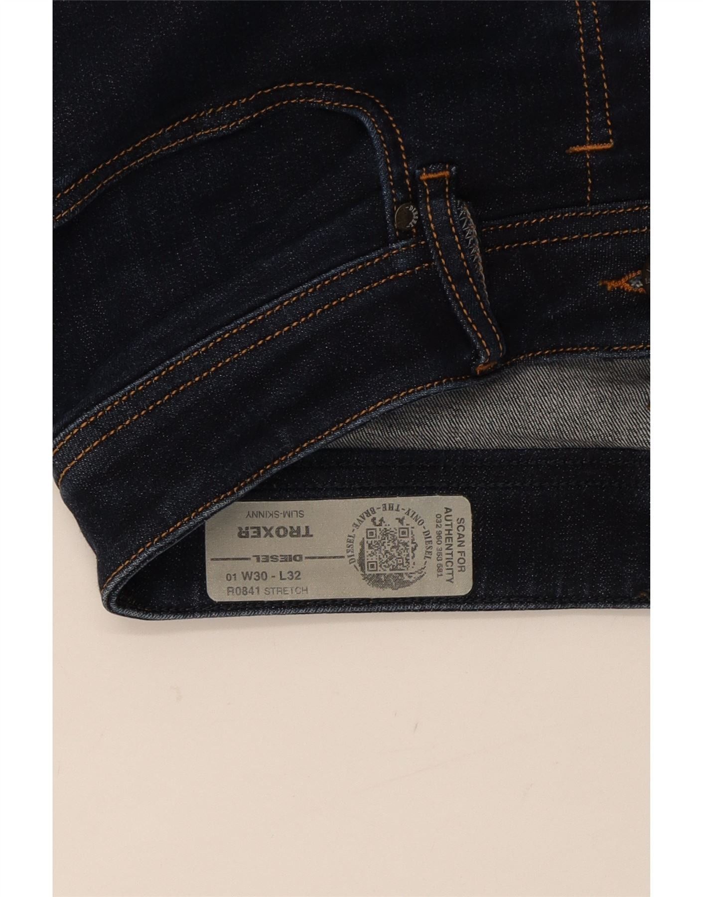Diesel Womens Troxer Slim Skinny Jeans W30 L32 Navy Blue Cotton Size 42" / US 20 - 3 Thumbnail