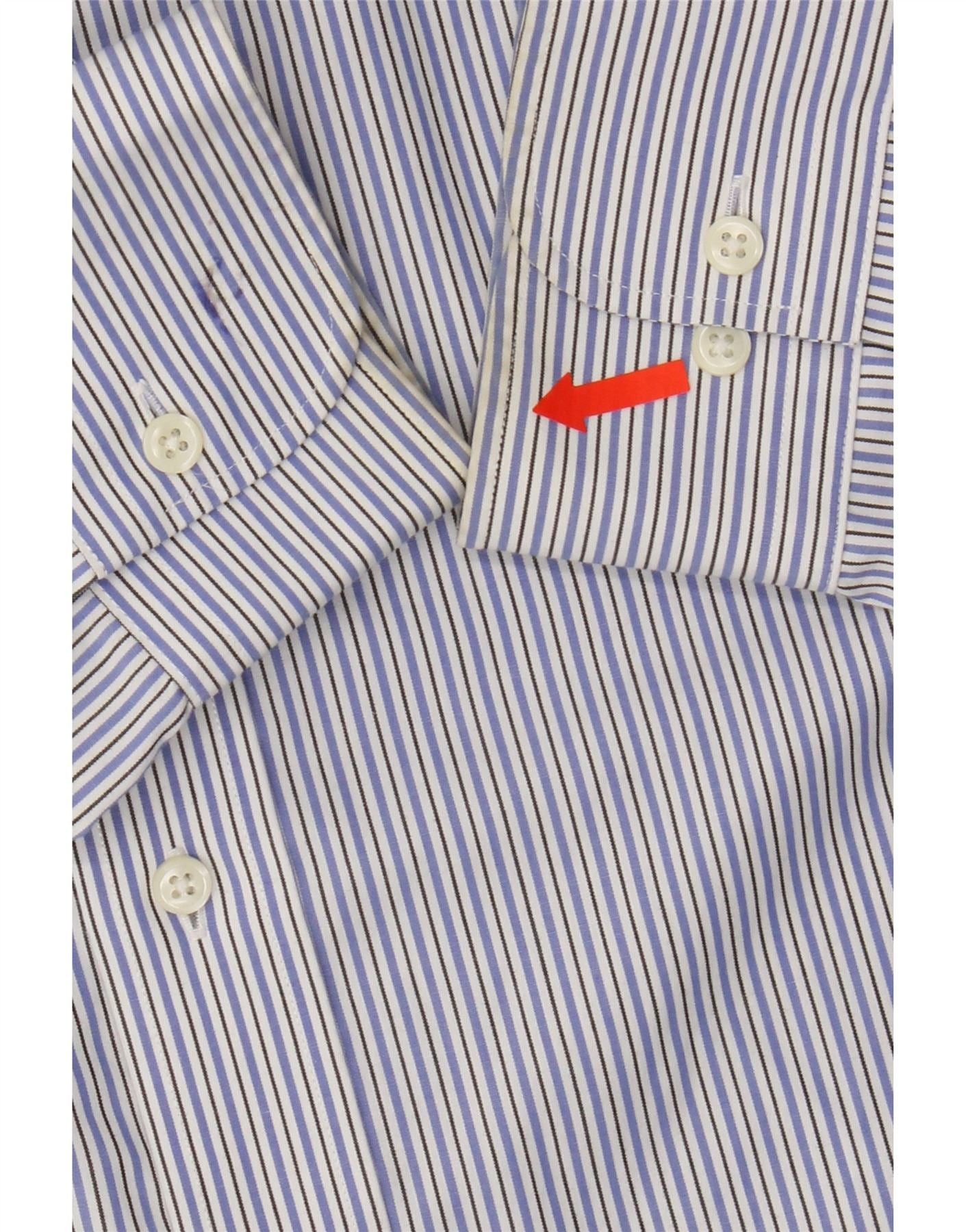 Ralph Lauren Mens Fitted Shirt 17 43 XL Blue Pinstripe Cotton Size US XL / EU 56 / 4 - 3 Thumbnail