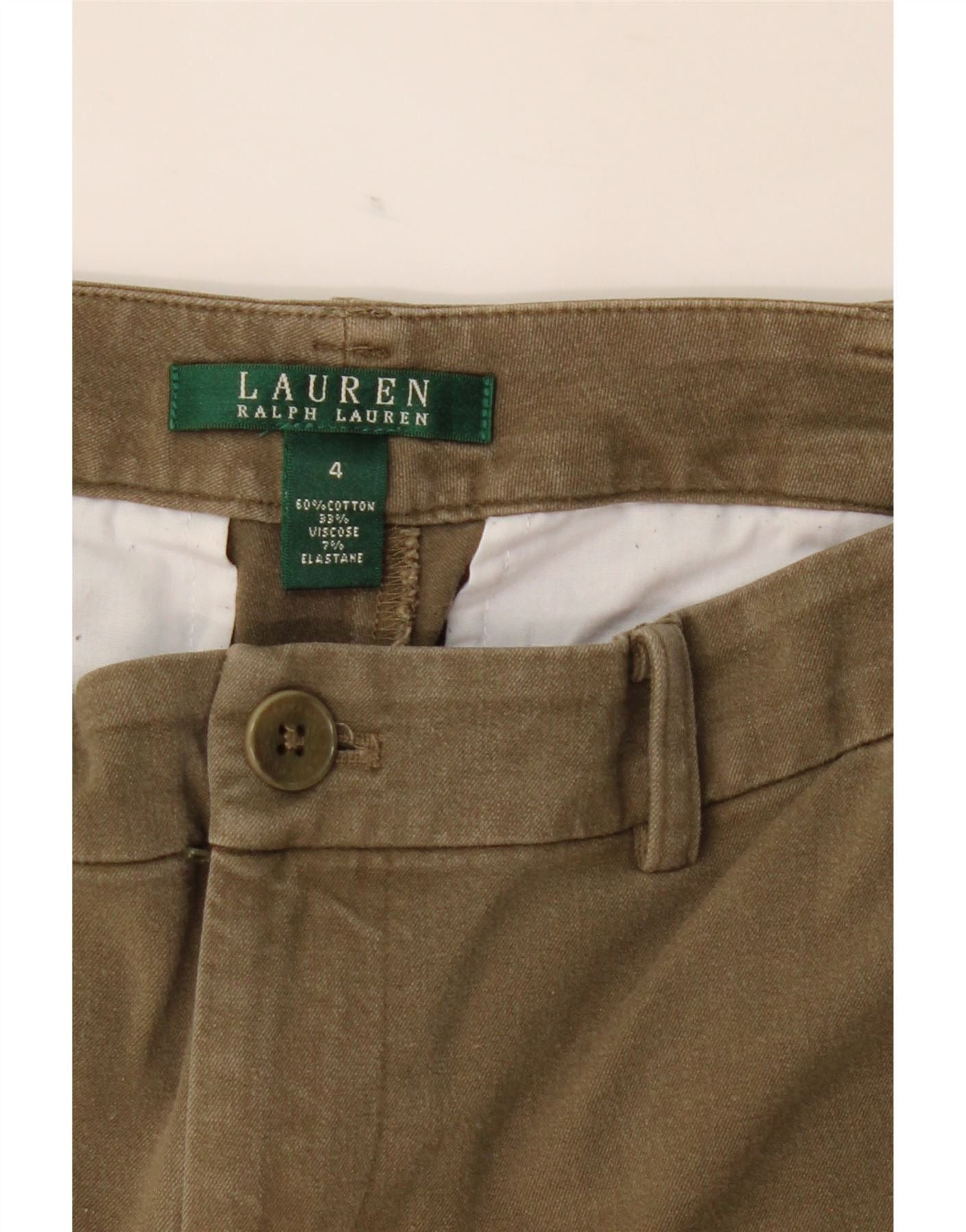 Ralph Lauren Womens Slim Casual Trousers US 4 Small W30 L25 Khaki Cotton Size 25" / US 0 / IT 36 - 3 Thumbnail