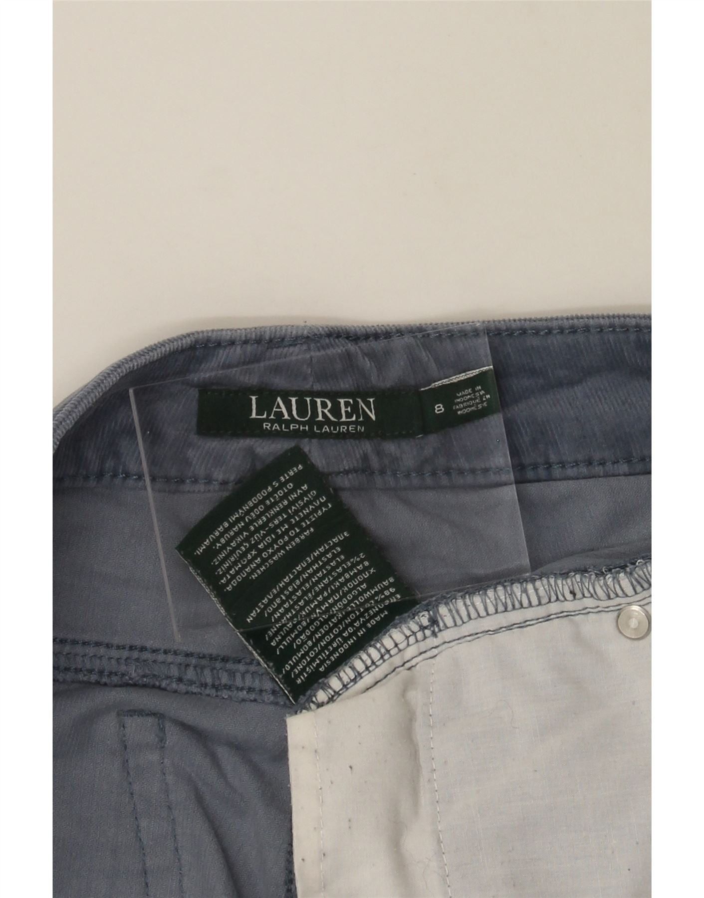 Ralph Lauren Womens Slim Corduroy Trousers US 8 Medium W30 L27 Blue Cotto Size 27" / US 4 / IT 40 - 3 Thumbnail