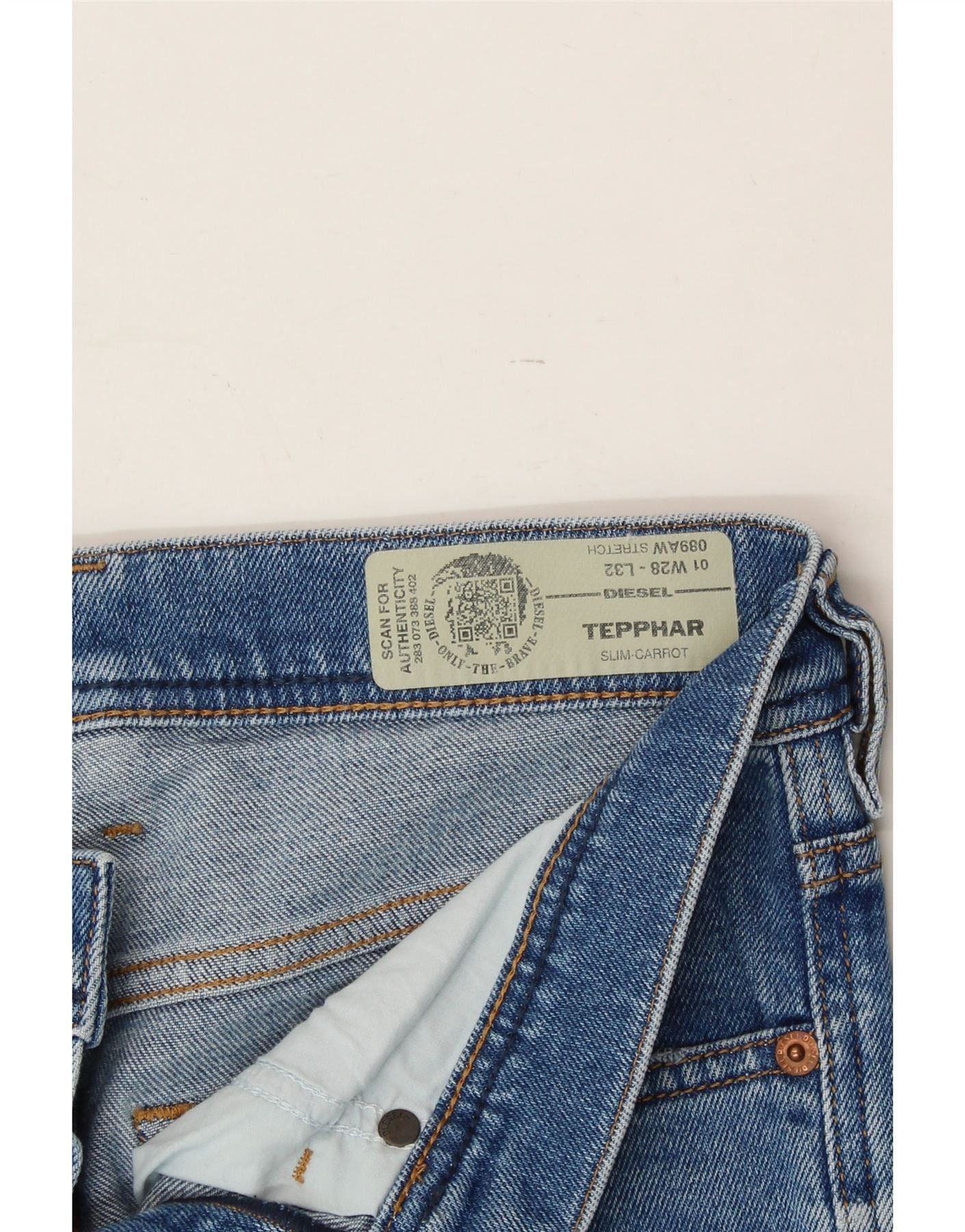 Diesel Womens Tepphar Carrot Slim Jeans W28 L32 Blue Cotton Size 42" / US 20 - 3 Thumbnail