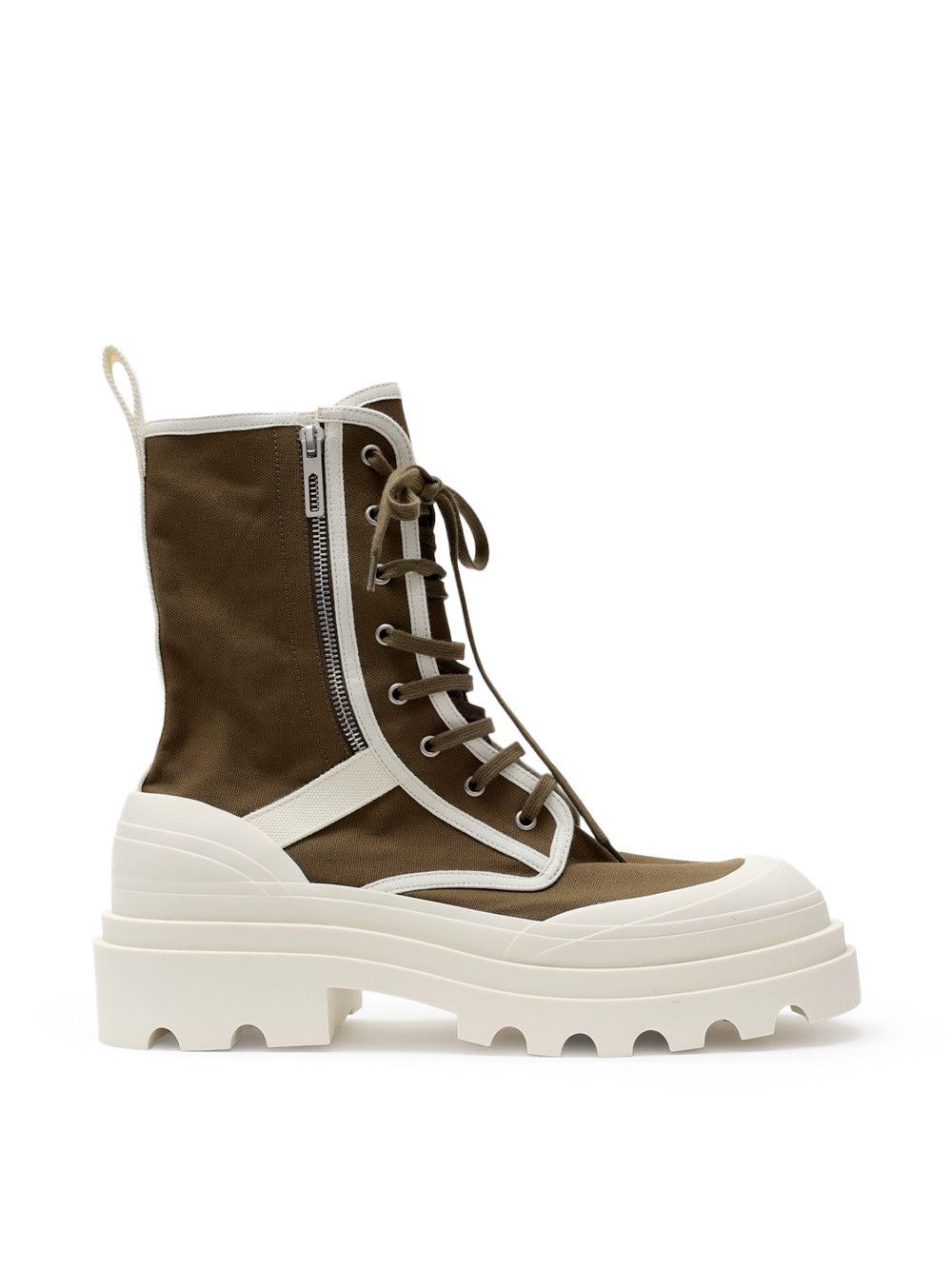 Bottega Veneta Stringed Ankle Boots Trek In Canvas Khaki/White Size US 6 / EU 39 - 2 Thumbnail