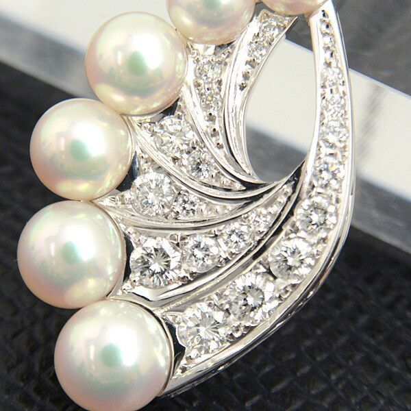 Mikimoto Mikimoto Mikimoto K14 White Gold Feather Motif Pearl Diamond Necklace Metal Necklace DUTY FREE for USA Size ONE SIZE - 10 Thumbnail