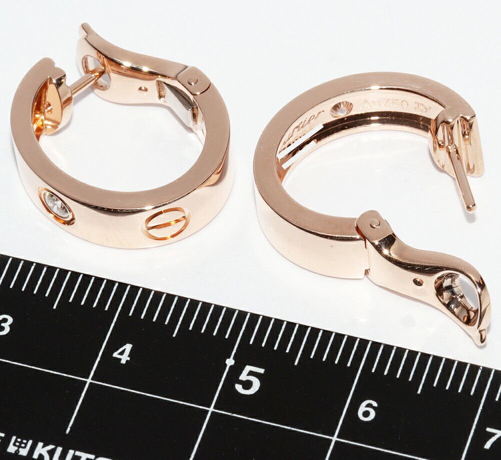 Cartier Cartier Cartier LOVE Au750 Pink Gold Diamond Earrings Leather Earrings B8301218 DUTY FREE for USA Size ONE SIZE - 4 Thumbnail