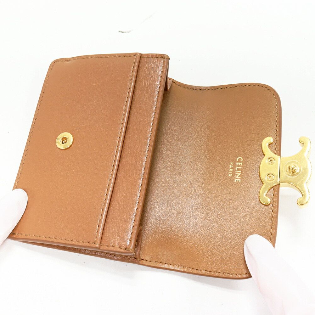 Celine Celine Celine Triomphe Shiny Calfskin Card Case Leather Card Case 10I583DPV.18BU DUTY FREE for USA Size ONE SIZE - 3 Thumbnail