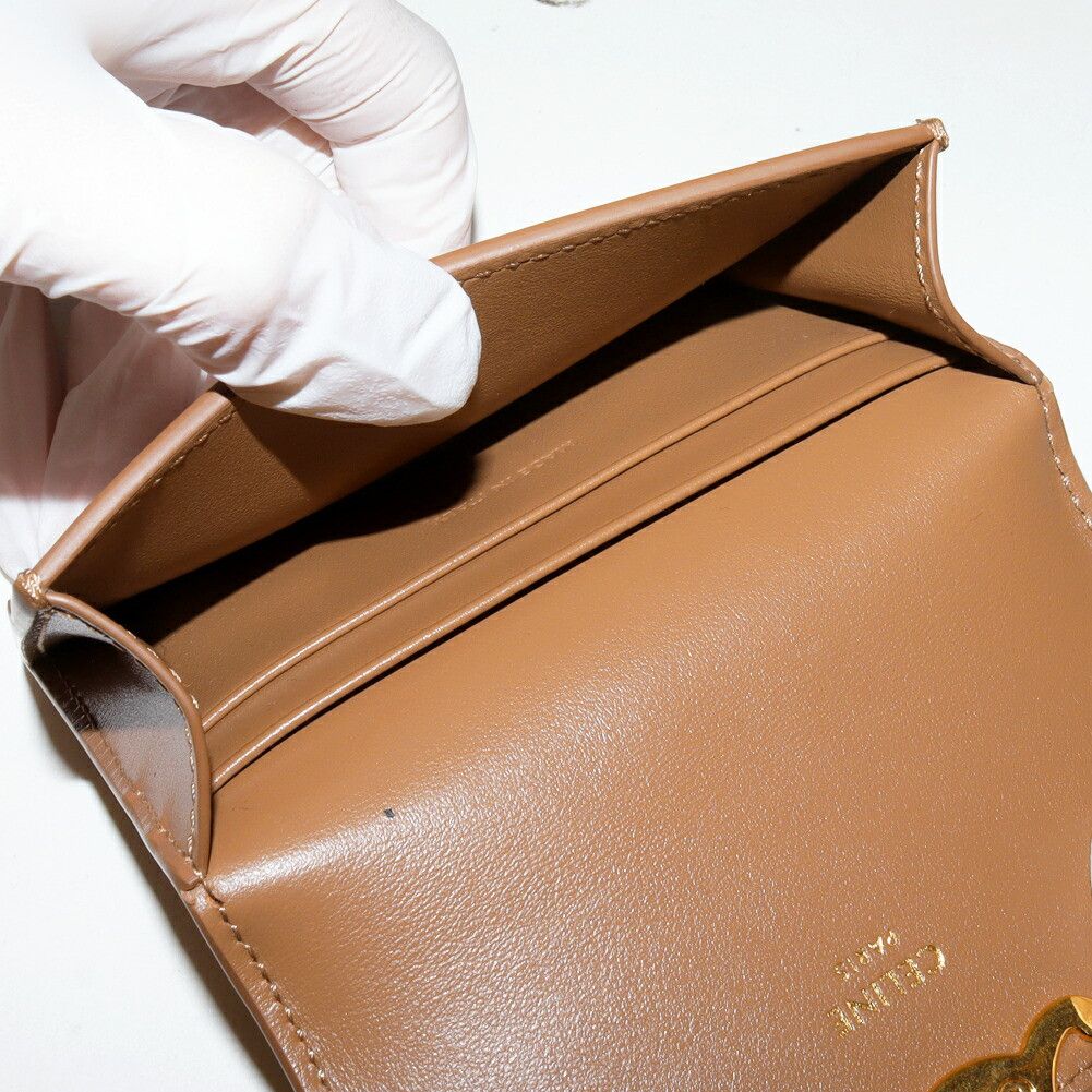 Celine Celine Celine Triomphe Shiny Calfskin Card Case Leather Card Case 10I583DPV.18BU DUTY FREE for USA Size ONE SIZE - 4 Thumbnail