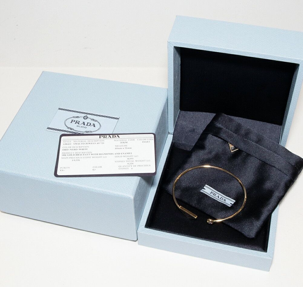 Prada Prada Prada Eternal Gold Au750 Diamond Bracelet Size 17 Crocodile skin Bangle 1JB403_2FKM_F02Z3 DUTY FREE for USA Size ONE SIZE - 3 Thumbnail