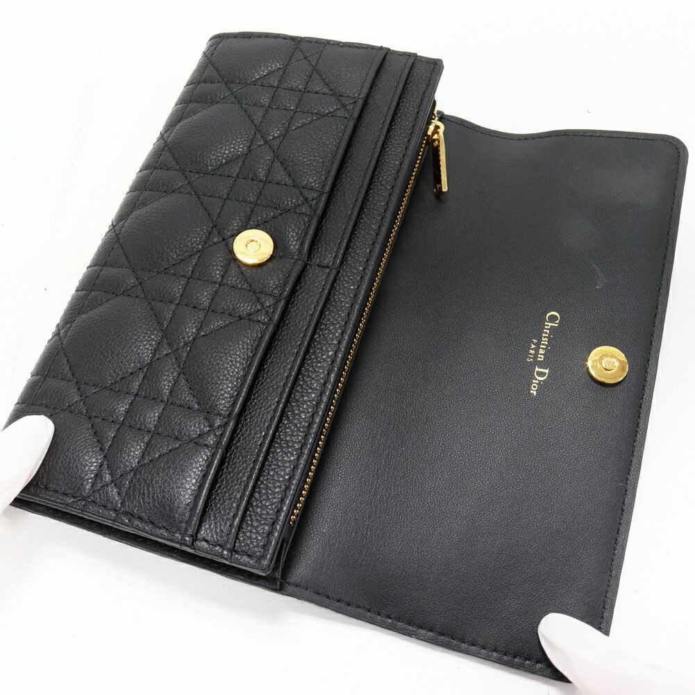 Dior Dior Dior Dior Caro Calfskin Long Wallet Leather Long Wallet S5039UWHC_M900 DUTY FREE for USA Size ONE SIZE - 3 Thumbnail
