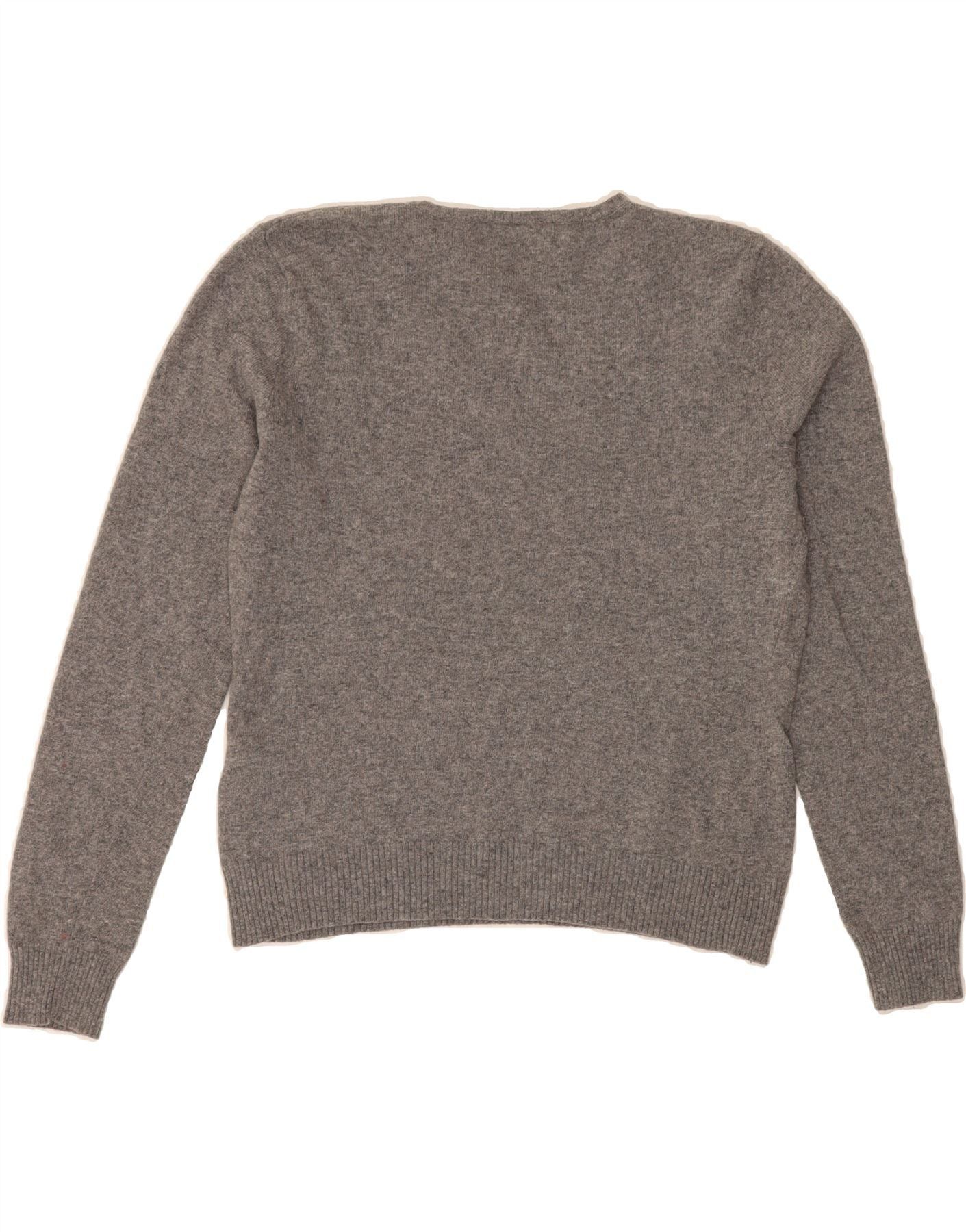 Ralph Lauren Womens Crop V-Neck Jumper Sweater UK 18 XL Grey Wool Size XL / US 12-14 / IT 48-50 - 2 Thumbnail
