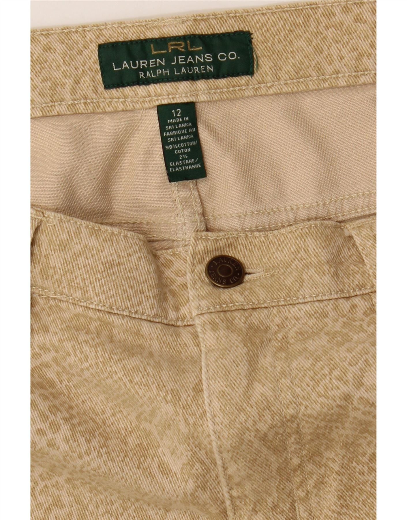 Ralph Lauren Womens Casual Trousers US 12 Large W36 L31 Beige Animal Prin Size 30" / US 8 / IT 44 - 4 Thumbnail