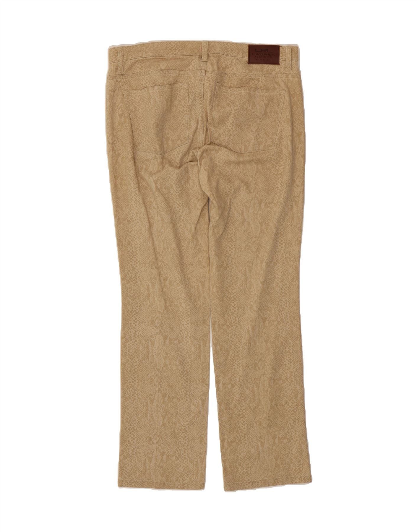 Ralph Lauren Womens Casual Trousers US 12 Large W36 L31 Beige Animal Prin Size 30" / US 8 / IT 44 - 2 Thumbnail