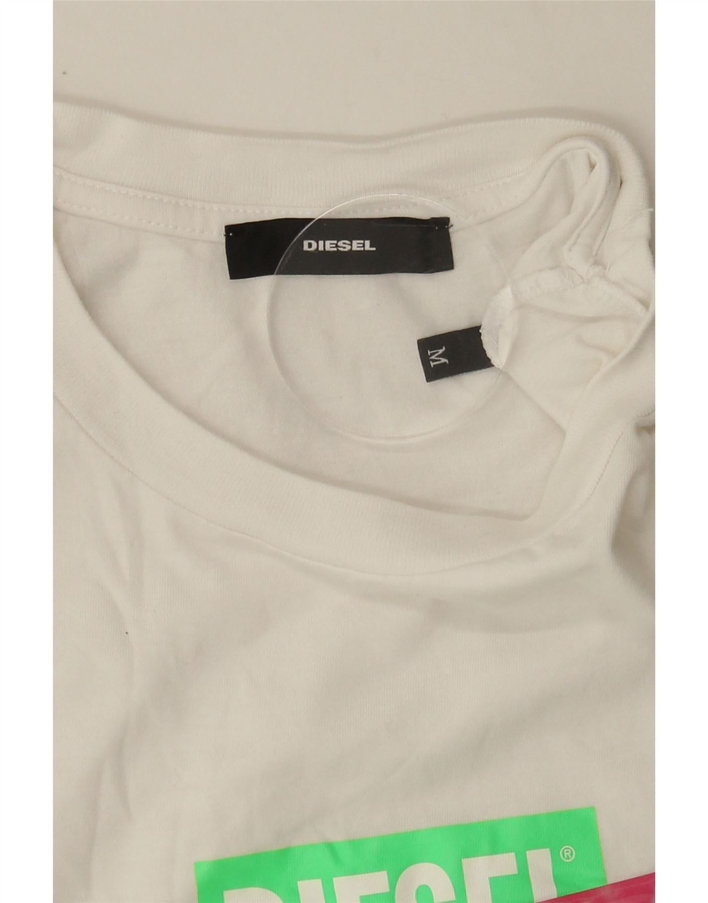 Diesel Womens Graphic T-Shirt Top UK 12 Medium White Size M / US 6-8 / IT 42-44 - 3 Thumbnail