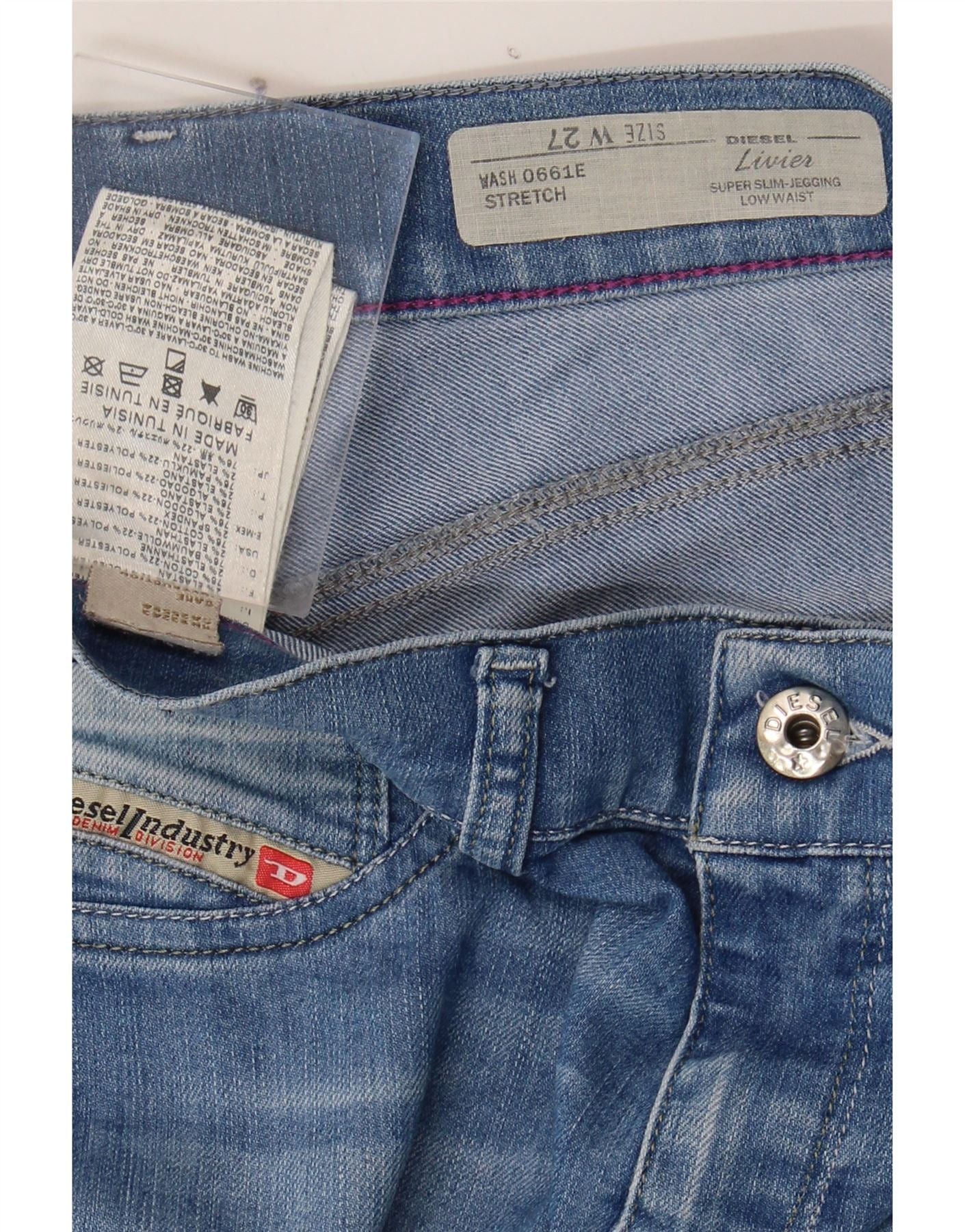 Diesel Womens Livier Low Waist Super Slim Jegging Jeans W27 L28 Blu Size 42" / US 20 - 3 Thumbnail