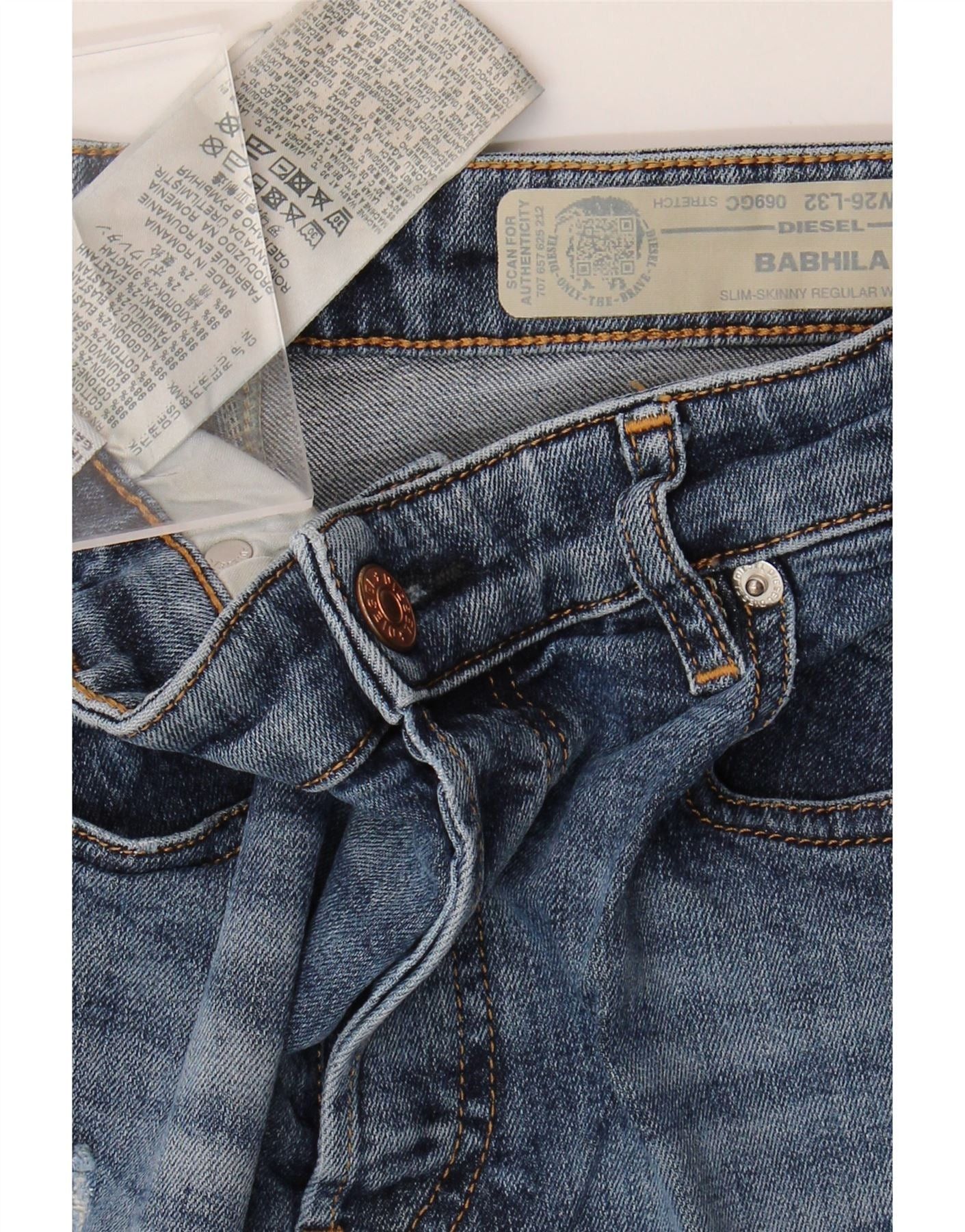 Diesel Womens Babhila Regular Slim Skinny Jeans W26 L23 Blue Cotton Size 42" / US 20 - 3 Thumbnail