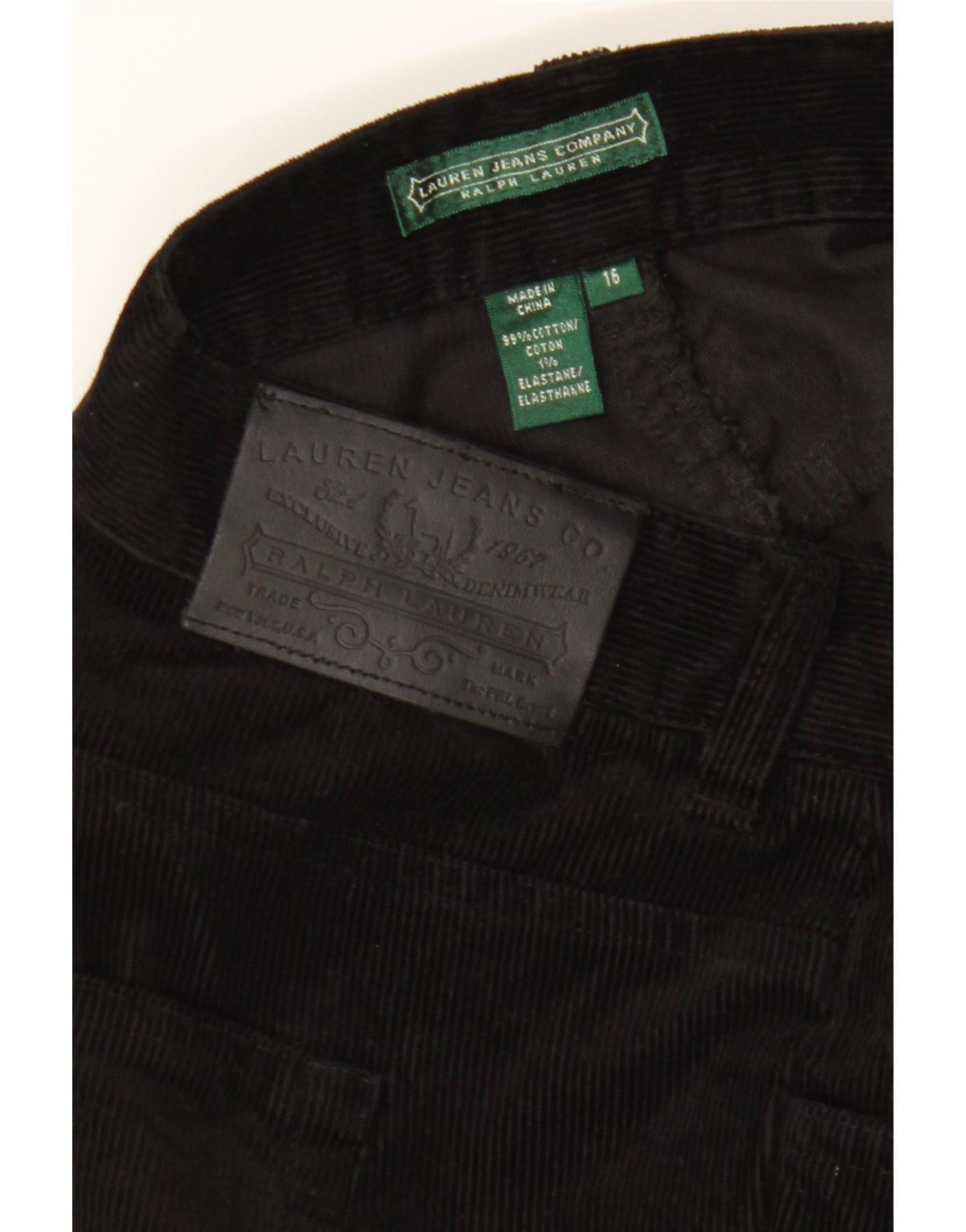 Ralph Lauren Womens Straight Corduroy Trousers US 16 2XL W38 L28 Black Size 34" / US 12 / IT 48 - 3 Thumbnail