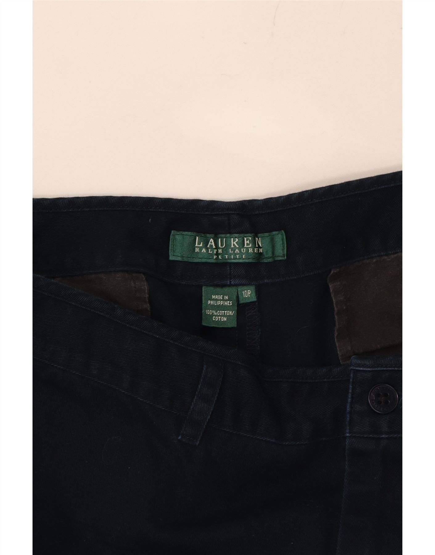 Ralph Lauren Womens Petite Capri Trousers US 10 Large W32 L23 Navy Blue Size 28" / US 6 / IT 42 - 3 Thumbnail