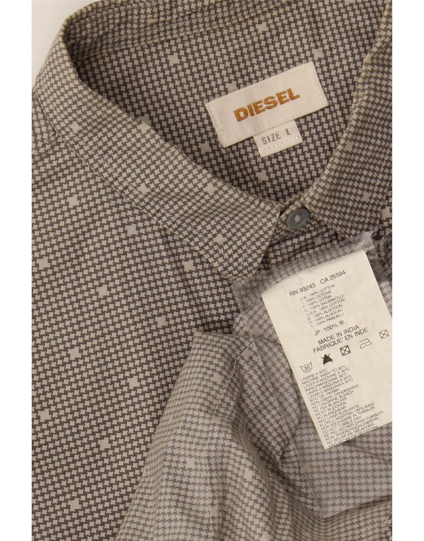 Diesel Mens Abstract Pattern Shirt Large Grey Cotton Size US L / EU 52-54 / 3 - 3 Thumbnail