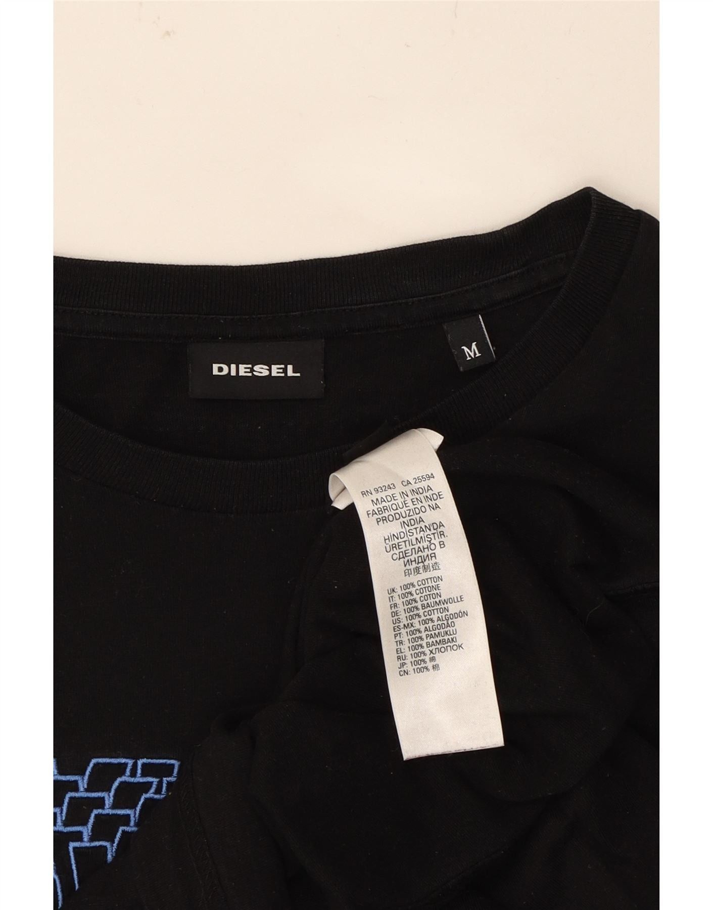 Diesel Womens Graphic T-Shirt Top UK 14 Medium Black Cotton Size M / US 6-8 / IT 42-44 - 3 Thumbnail